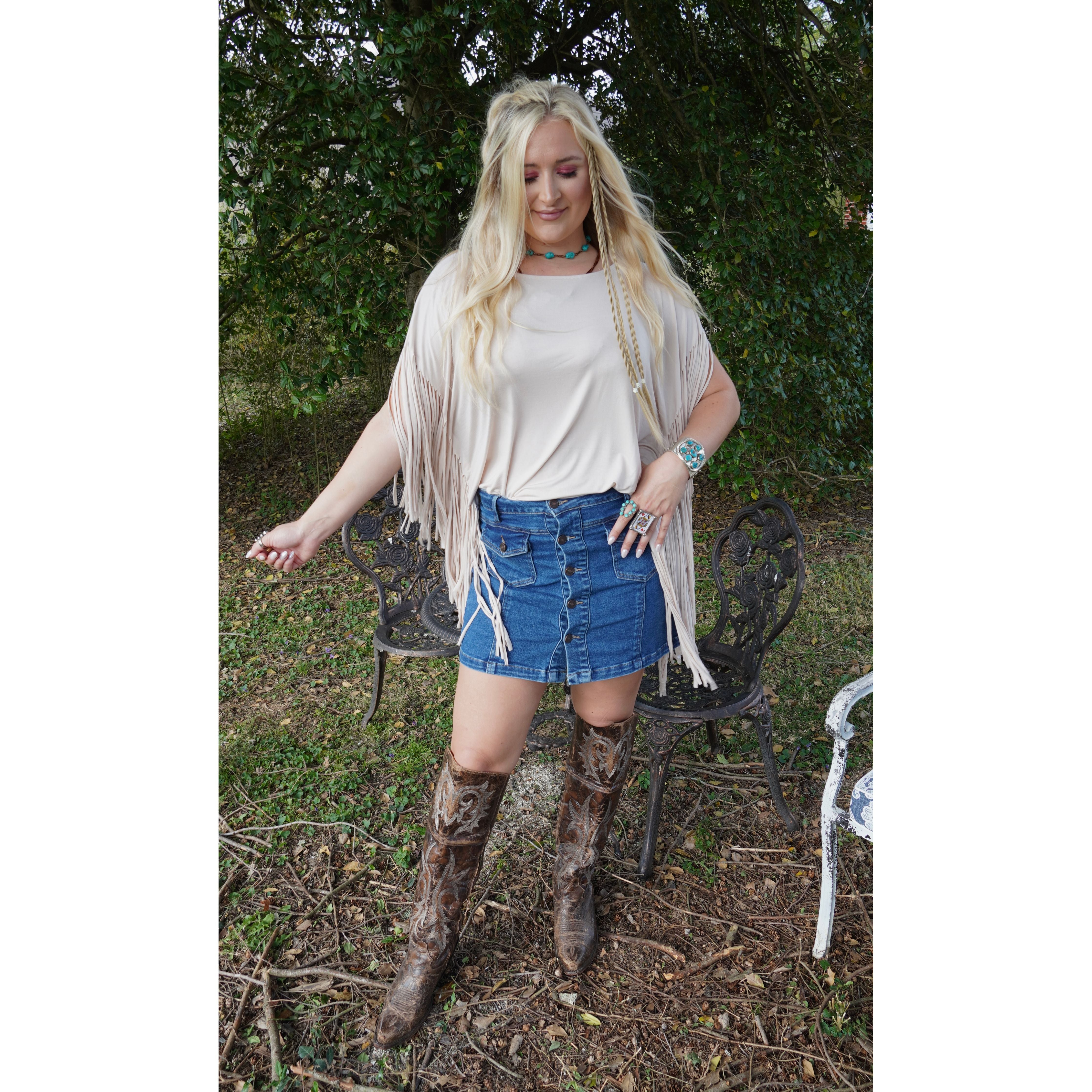 Showstopper Fringe Top in Cream