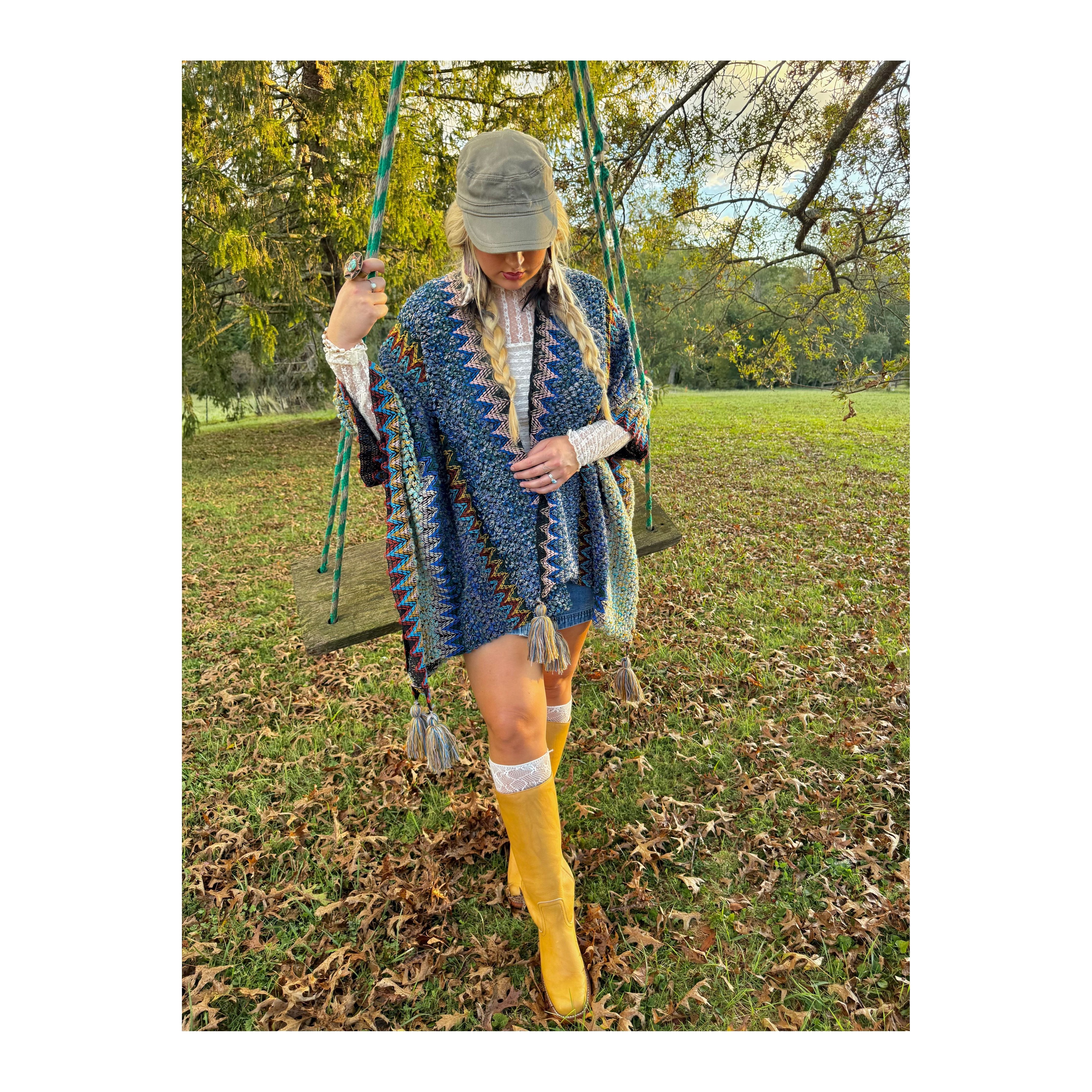 Boheme Soul Crochet Kimono in Blue