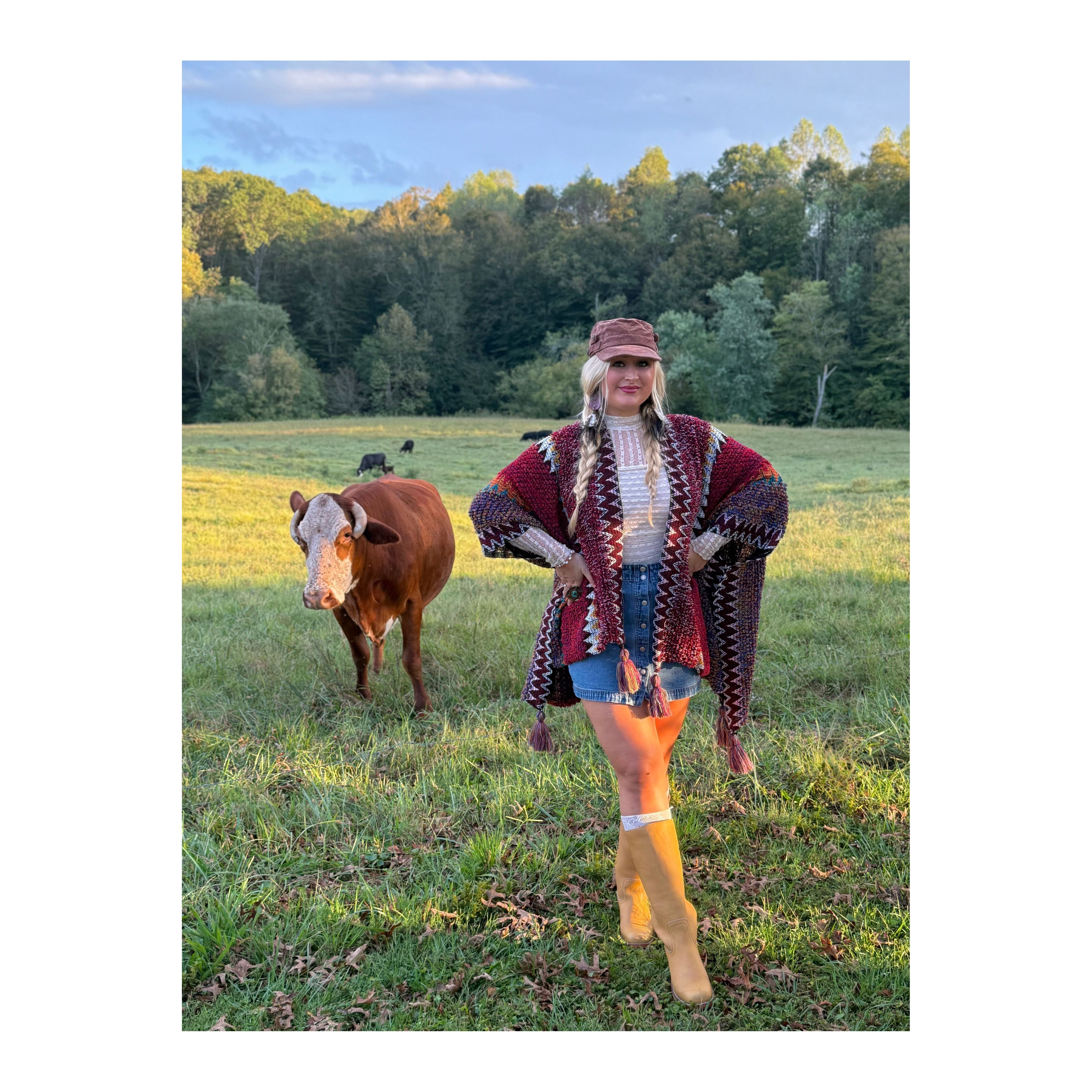 Boheme Soul Crochet Kimono in Red