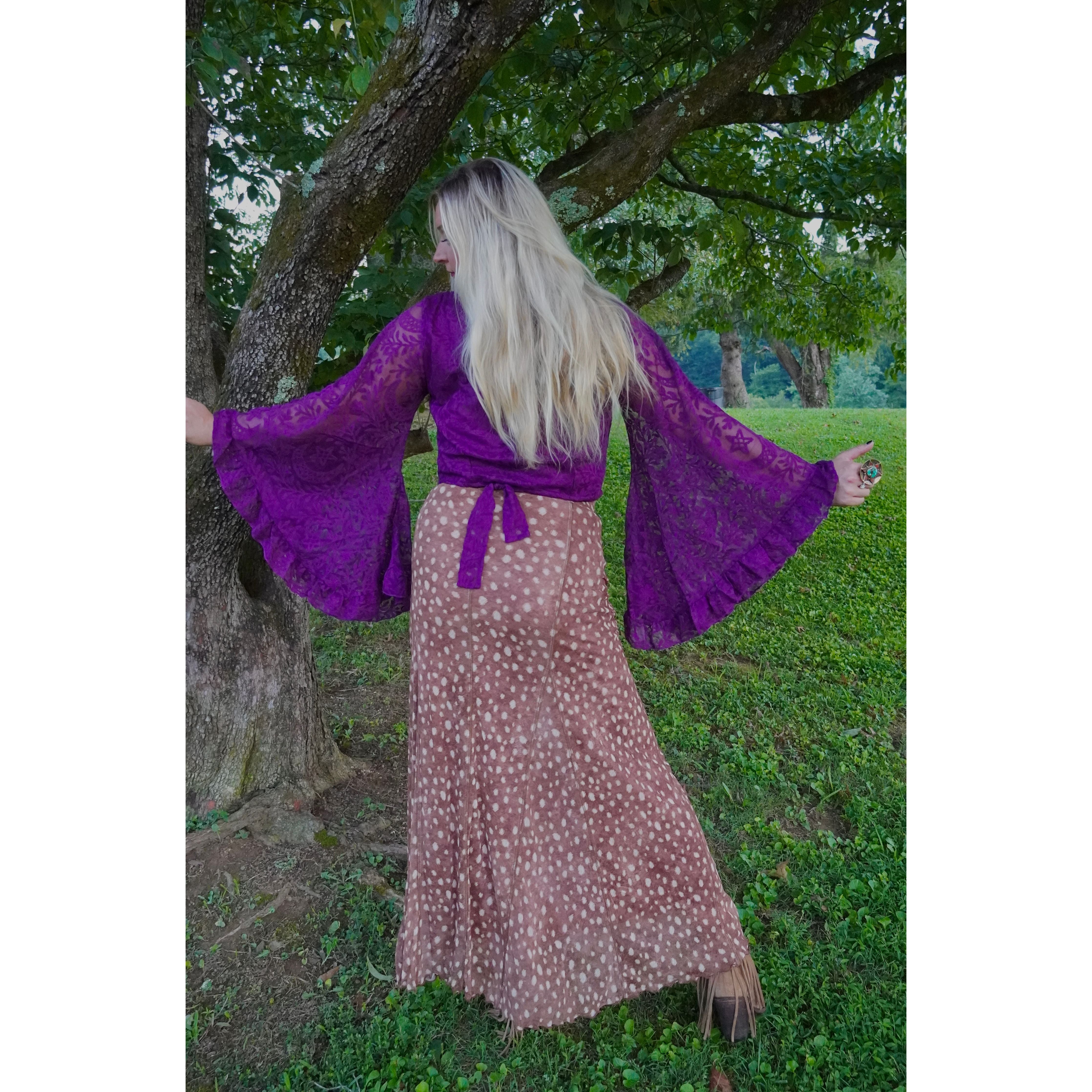 Fawn Printed Mesh Maxi Skirt
