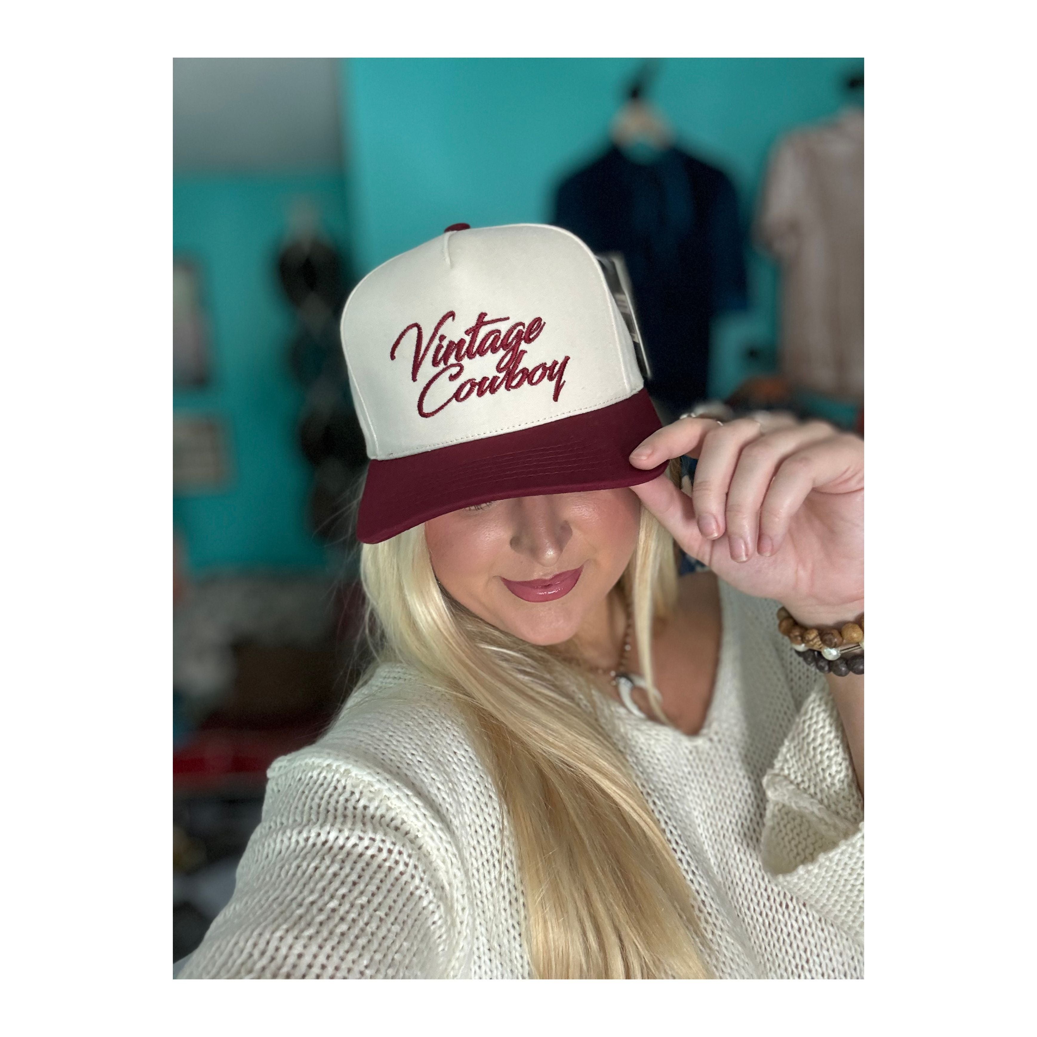 Vintage Cowboy Hat (Burgundy)