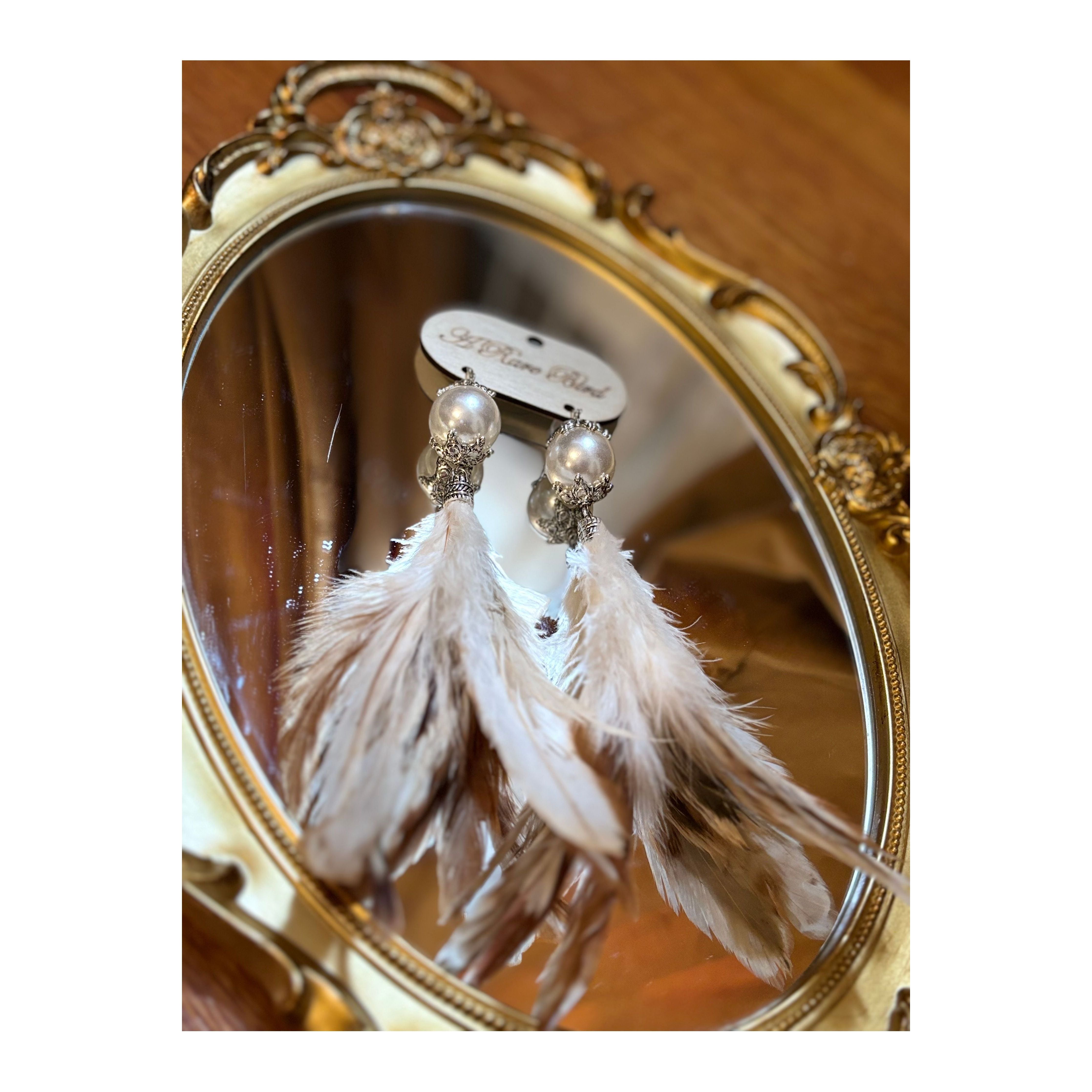 Pearl Feather Earrings