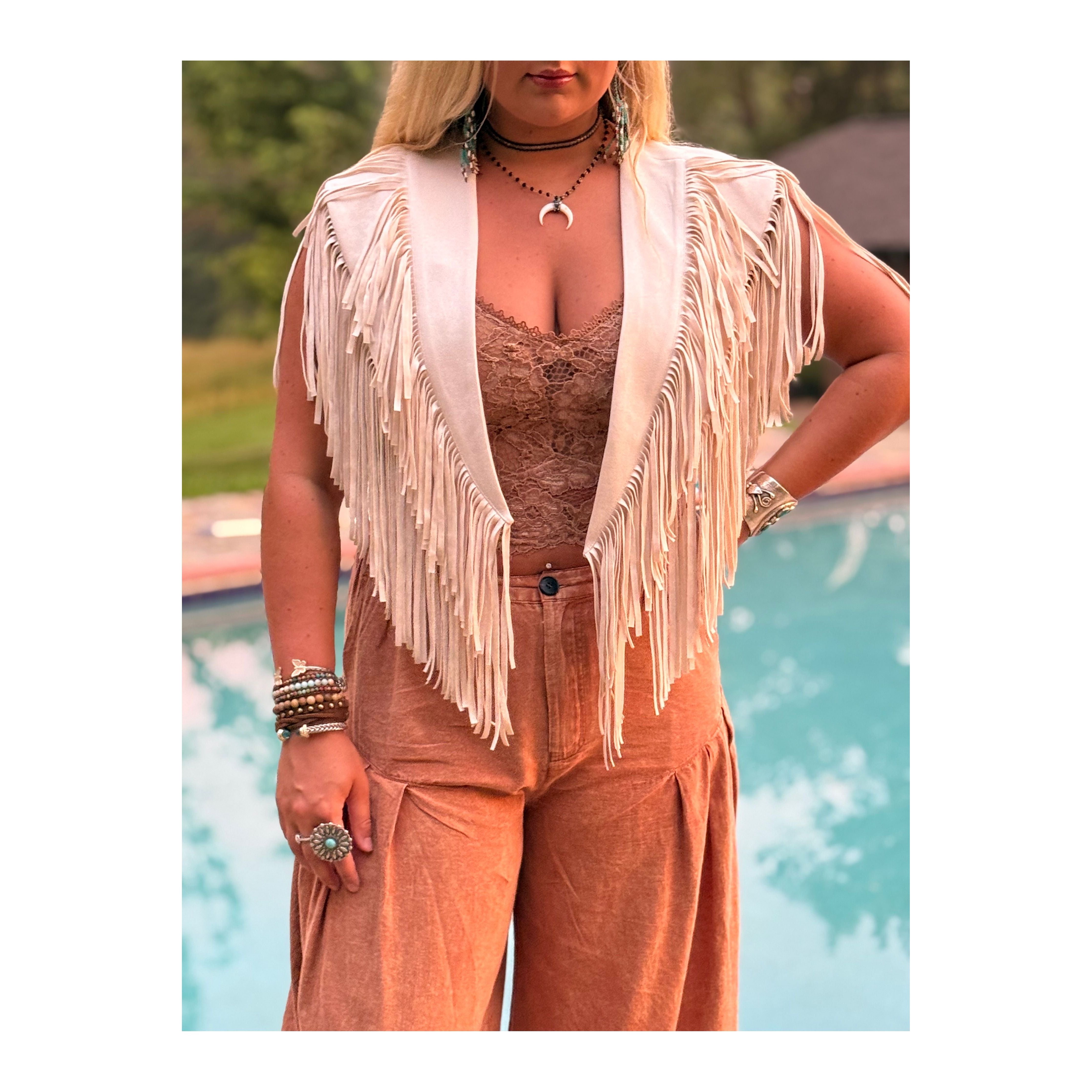 Country Fringe Suede Shawl