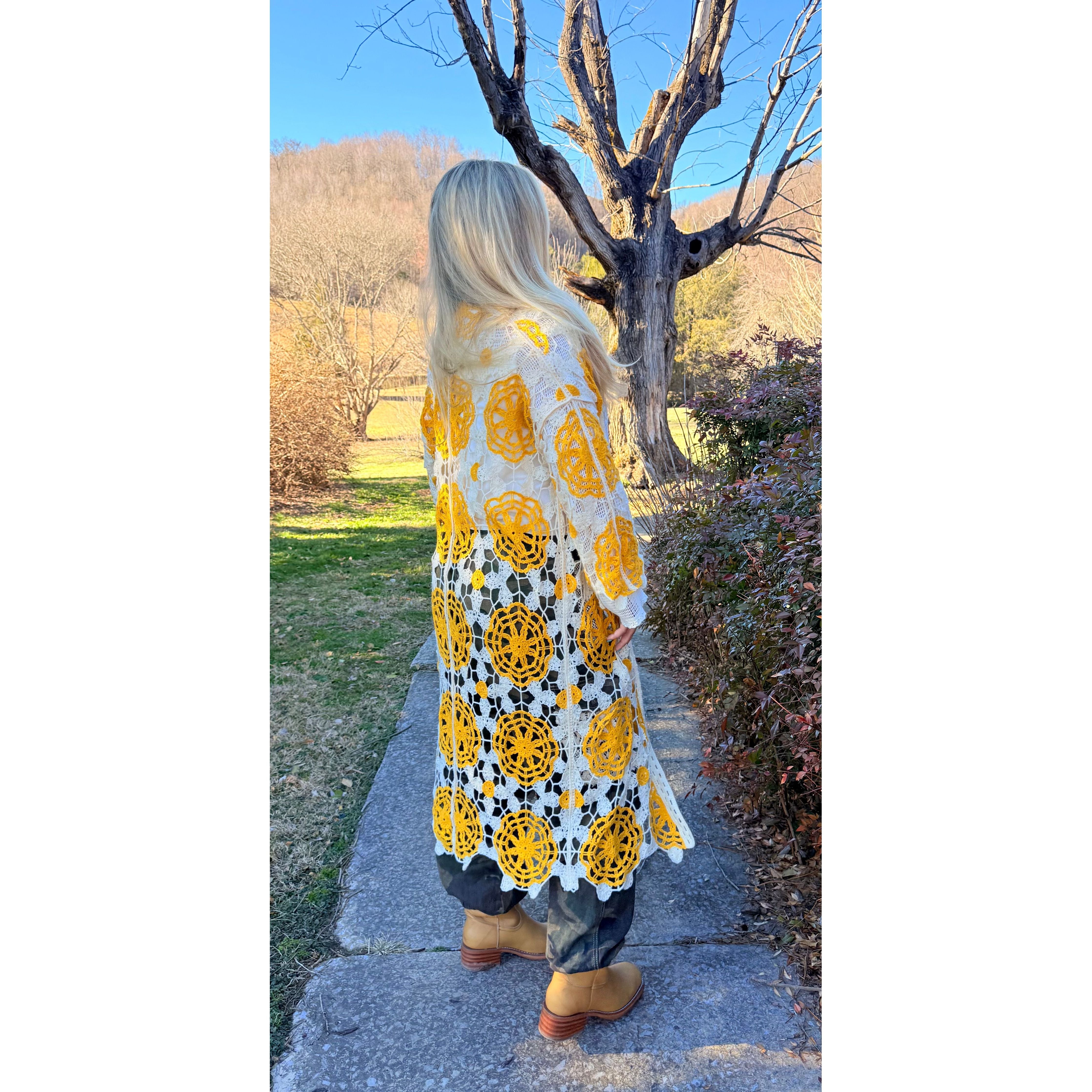 POL: Yellow and White Crochet Cardigan