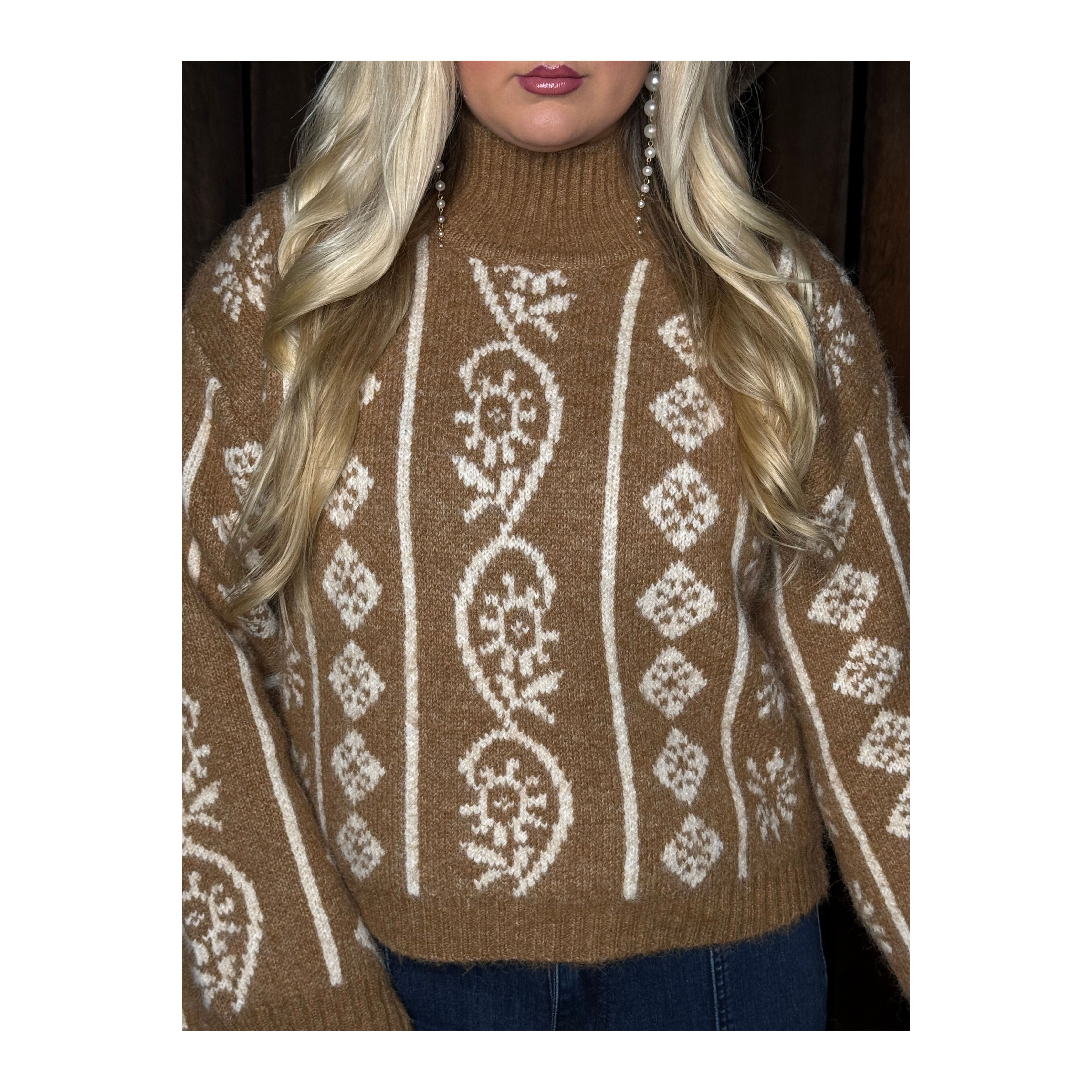 Cozy Mock-Neck Taupe Sweater