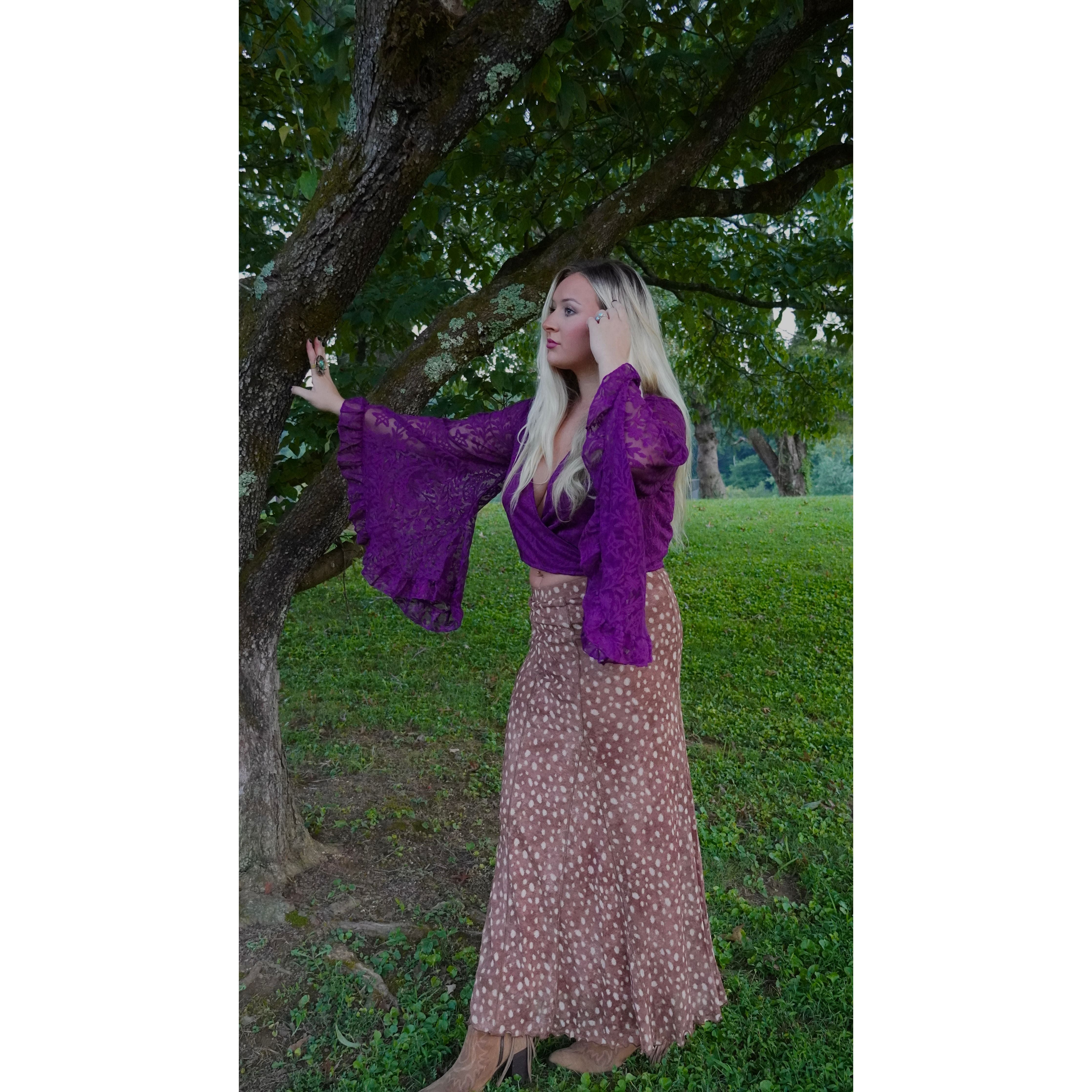 Fawn Printed Mesh Maxi Skirt