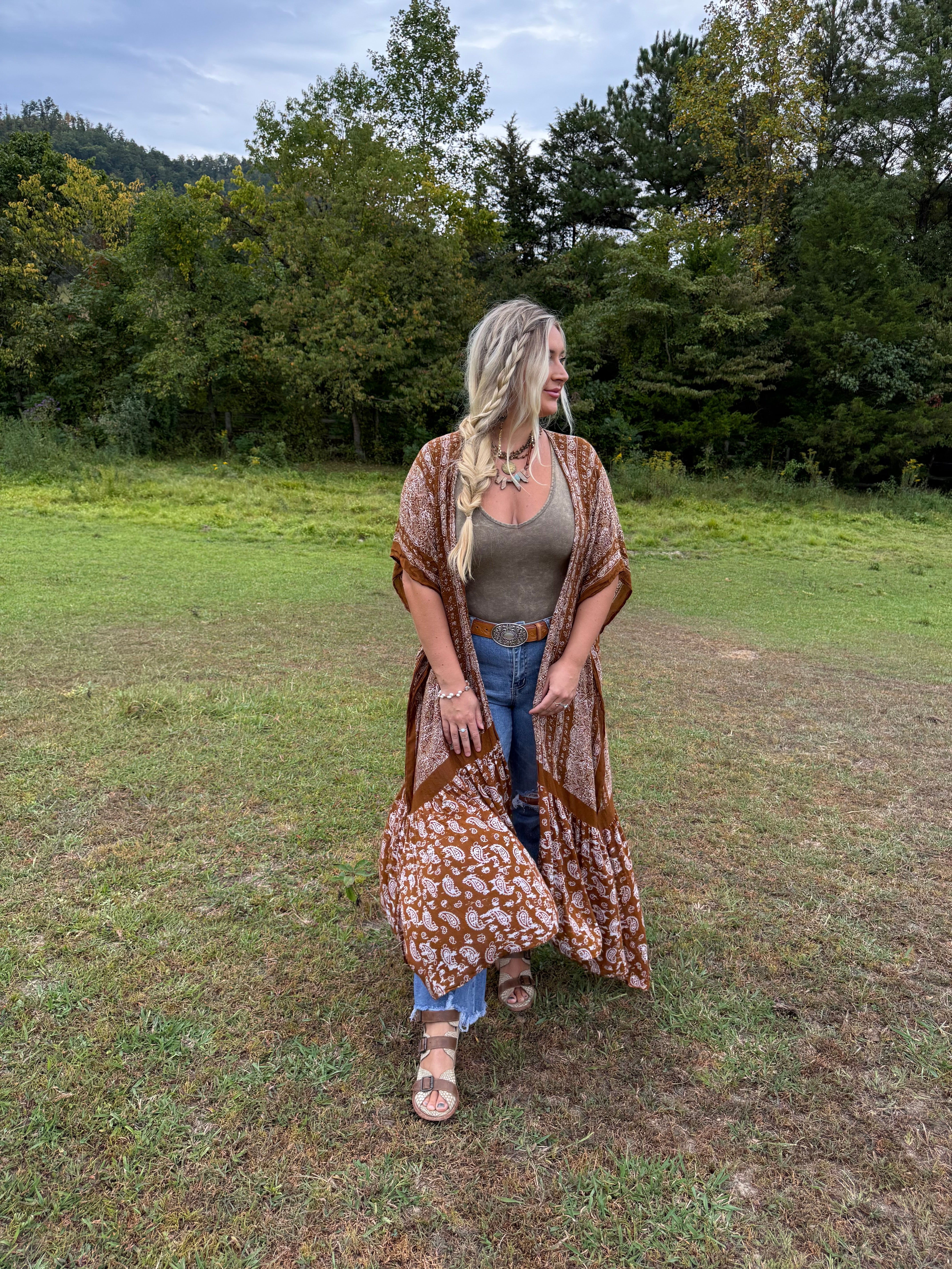 Rustic Spirit Brown Paisley Duster