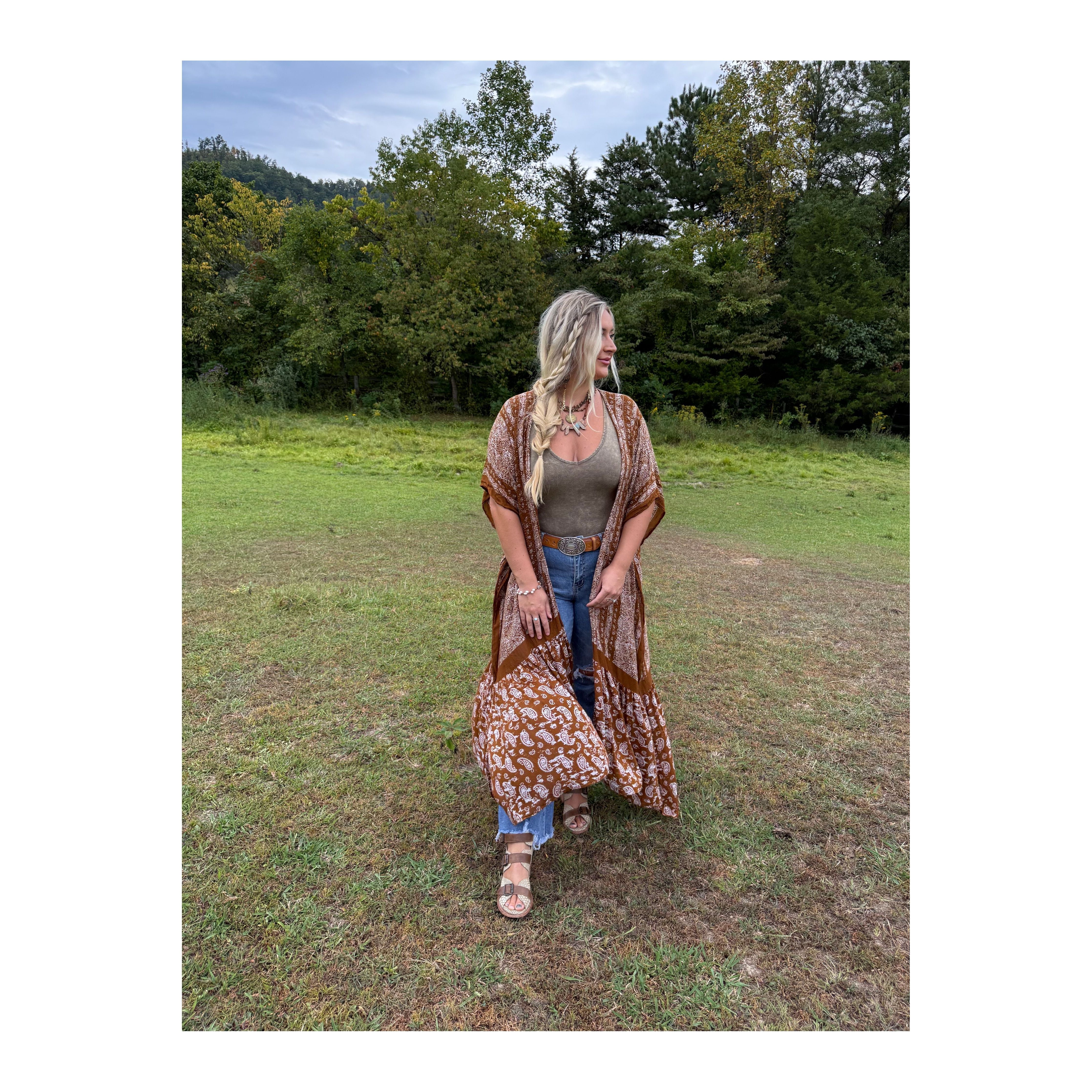 Rustic Spirit Brown Paisley Duster