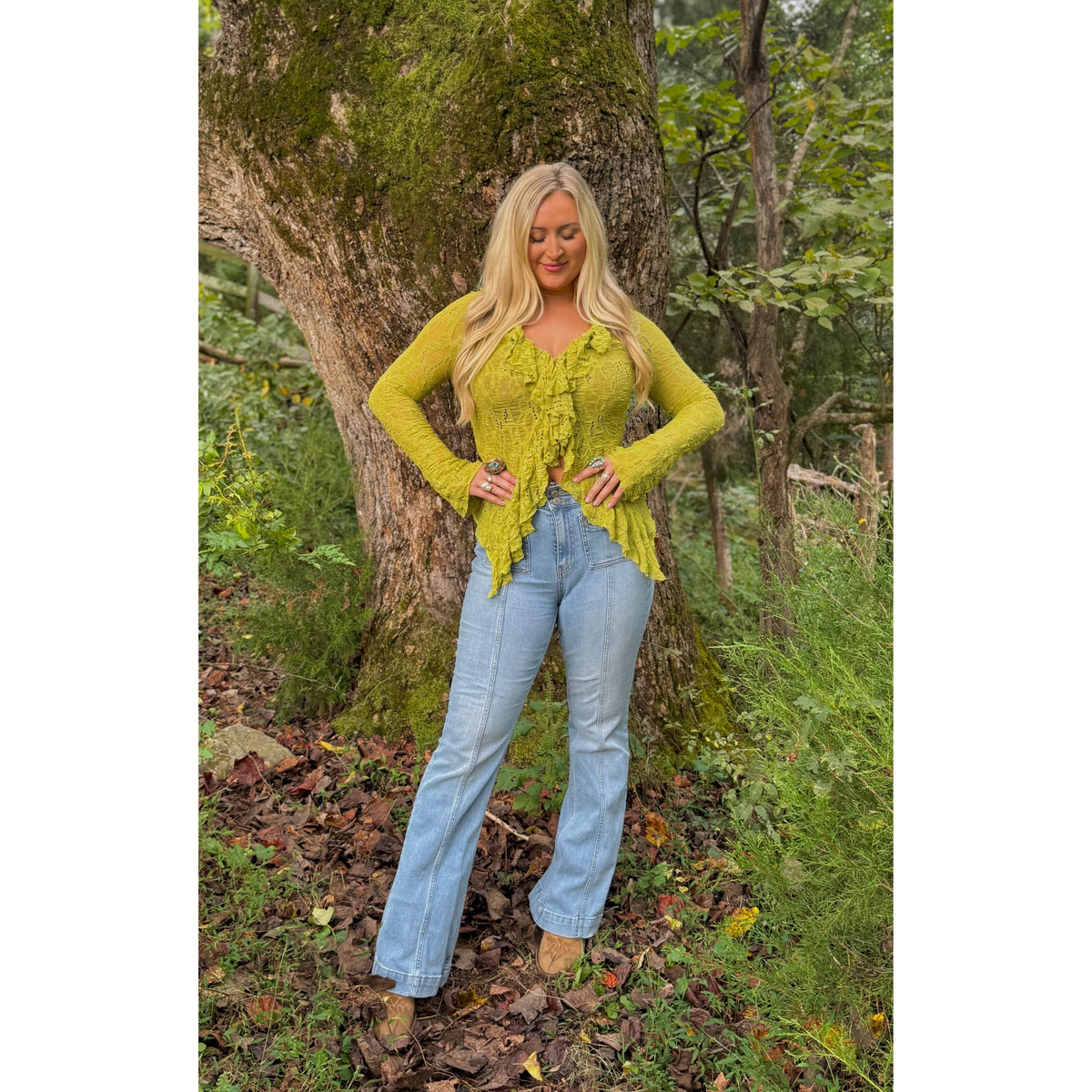 Sunlit Sage Lace Top