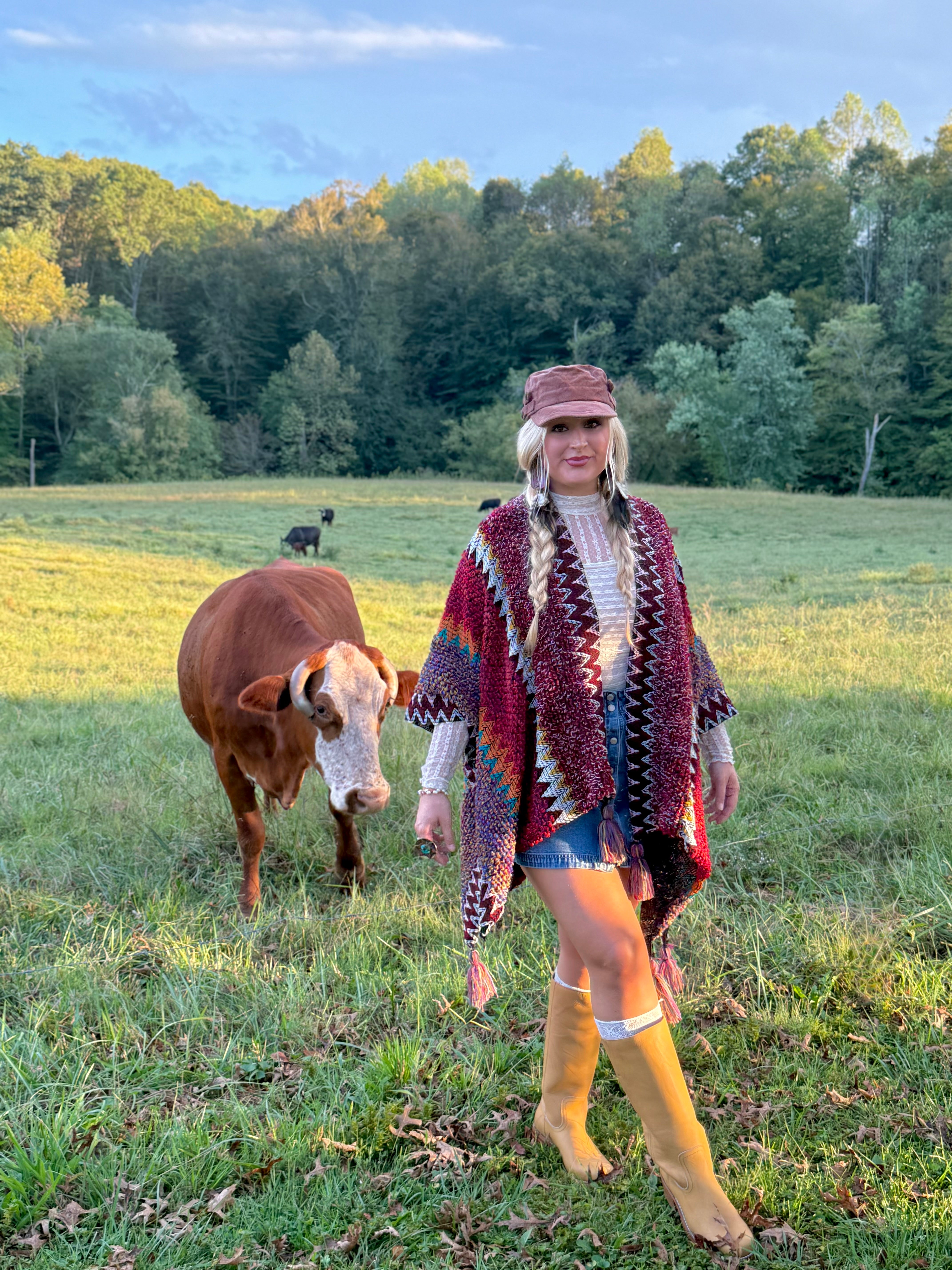 Boheme Soul Crochet Kimono in Red