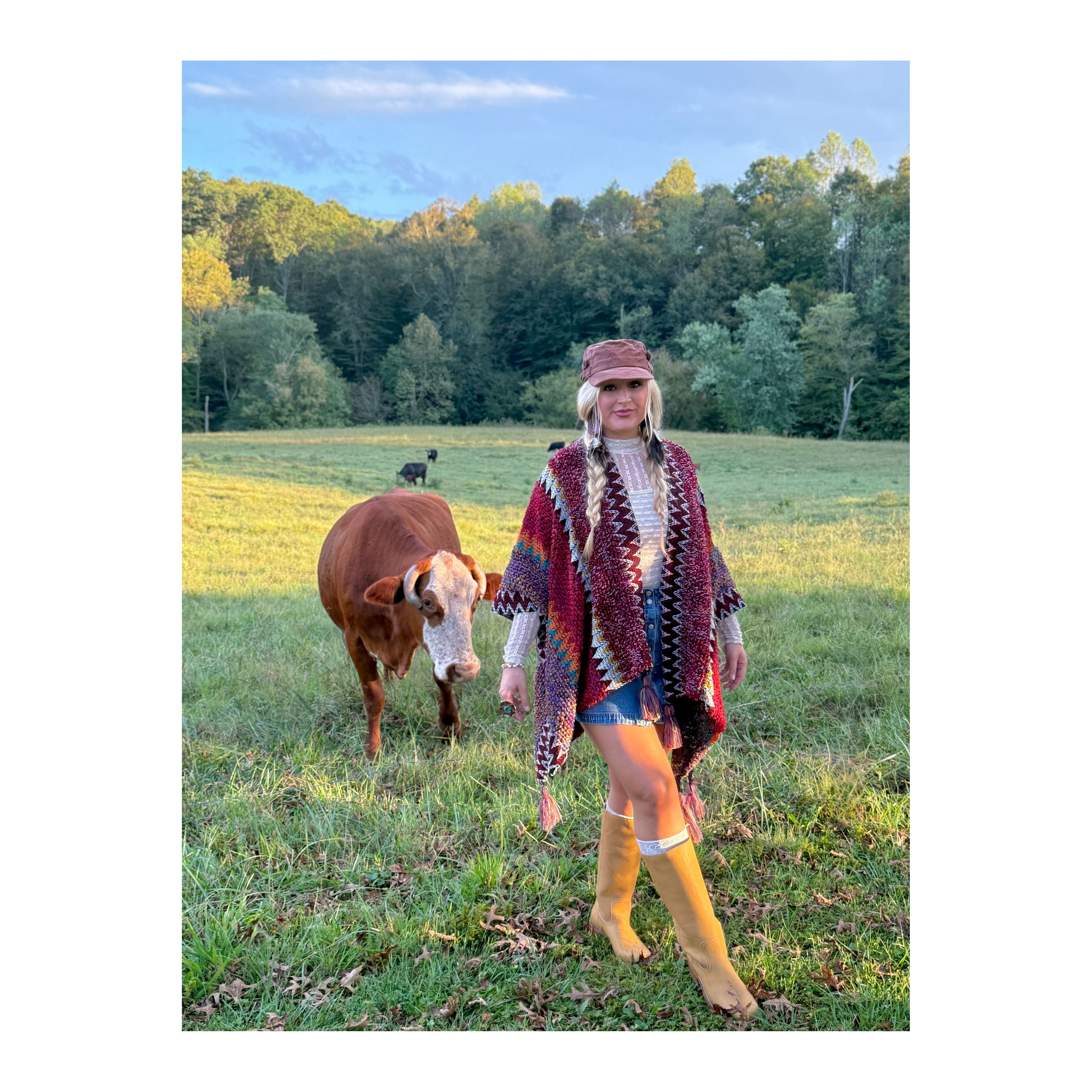 Boheme Soul Crochet Kimono in Red