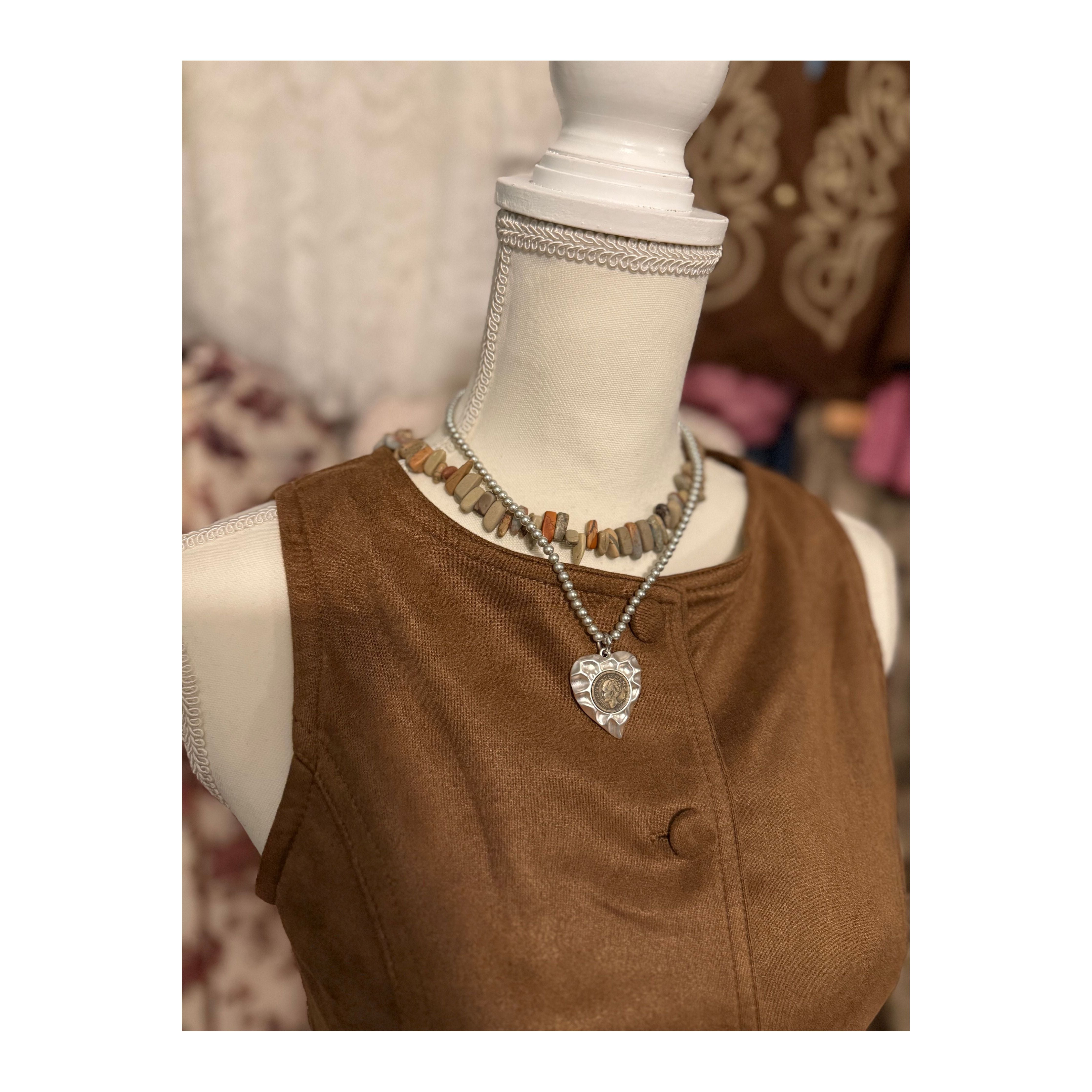 Suede Tan Vest and Shorts Set