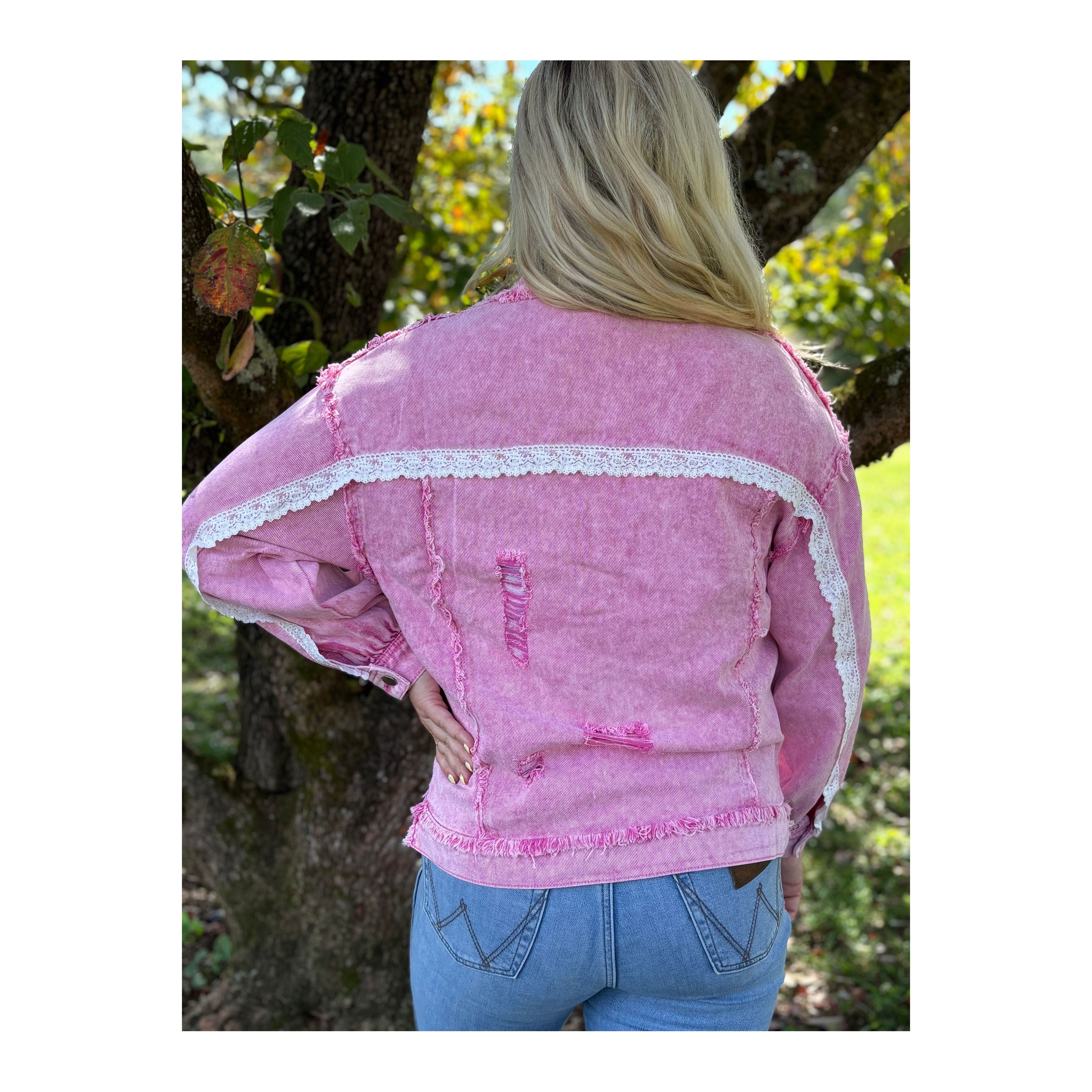 The Lolita Pink Lace Trim Shacket