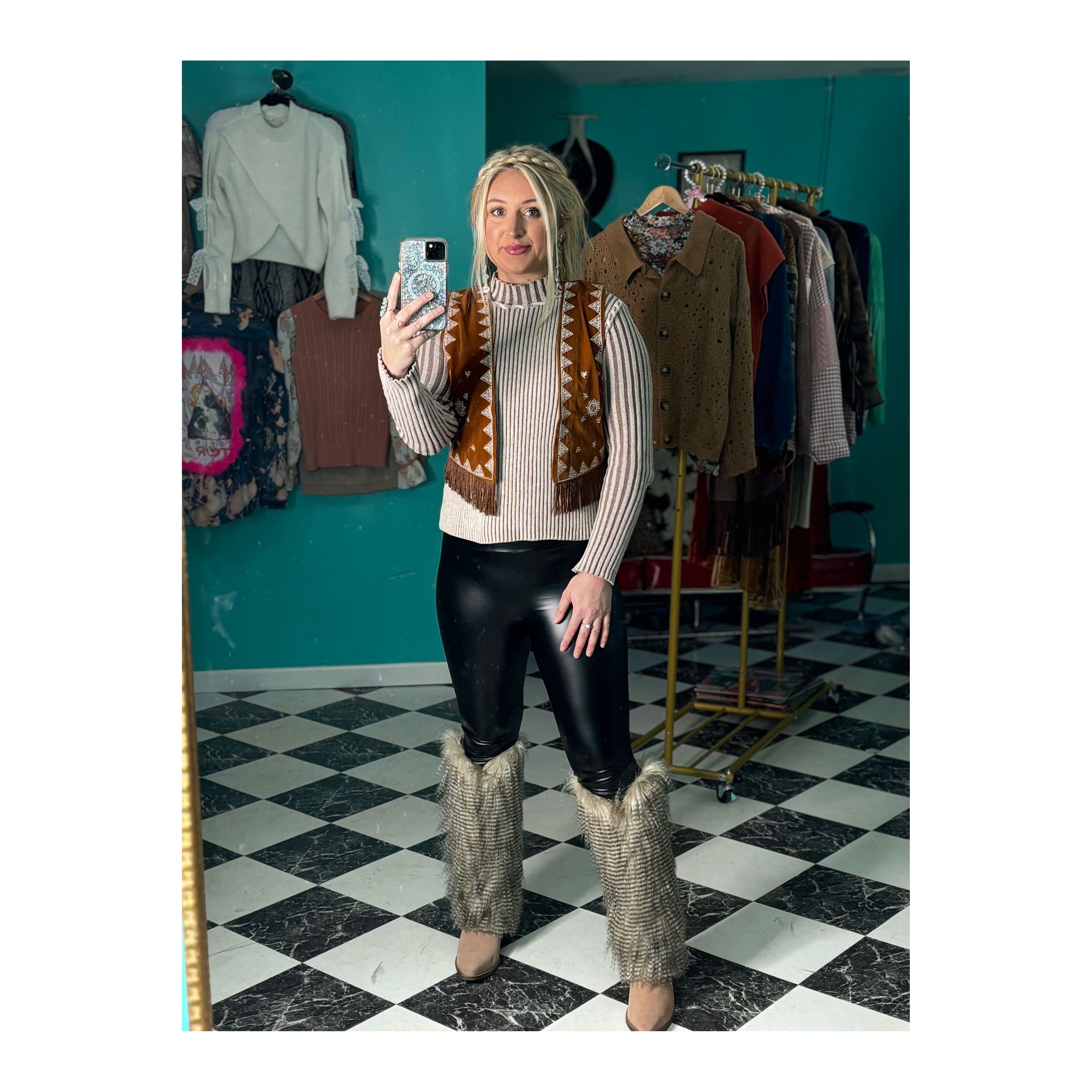 Gray Ribbed Turtleneck Sweater