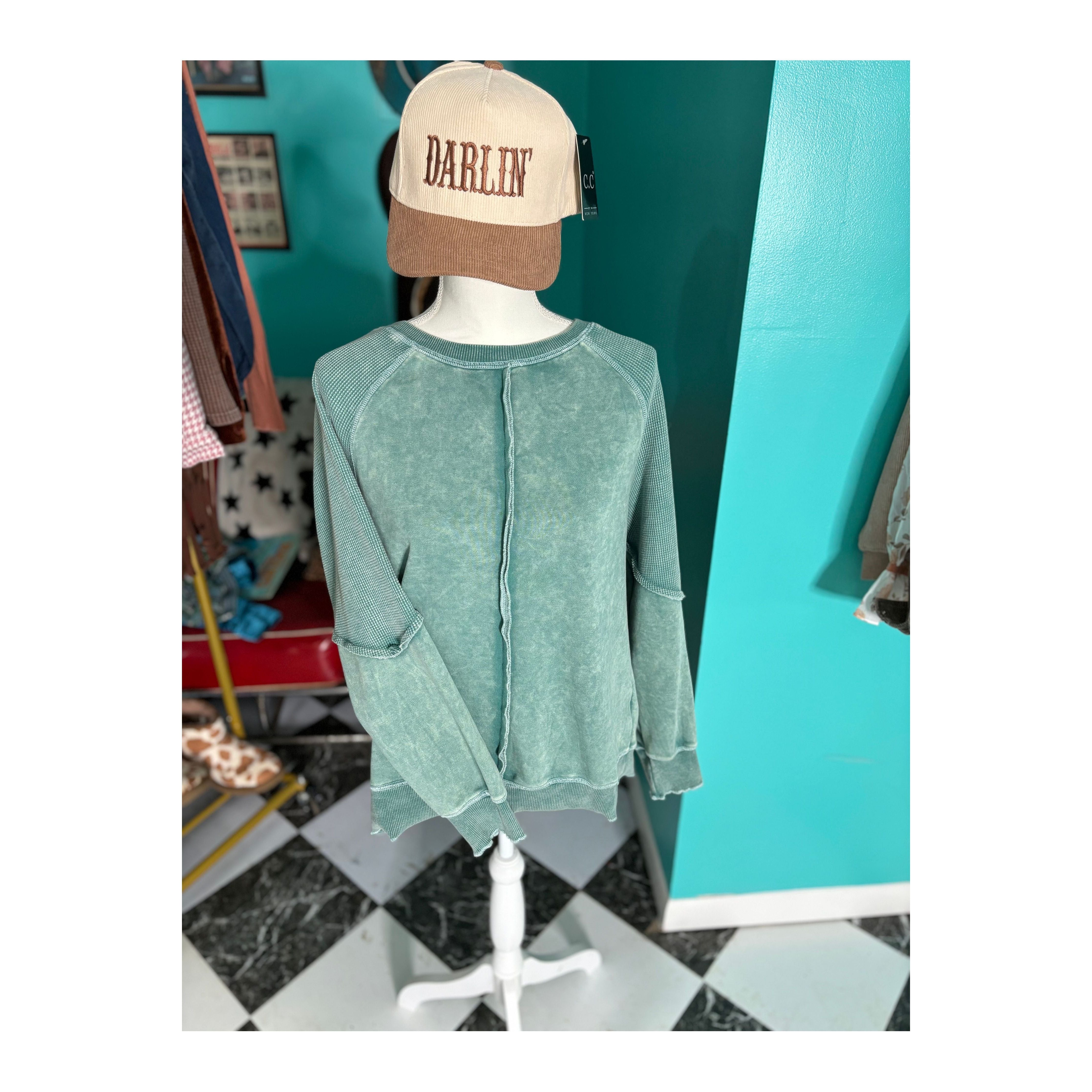 Seafoam Green Ruched Sweater
