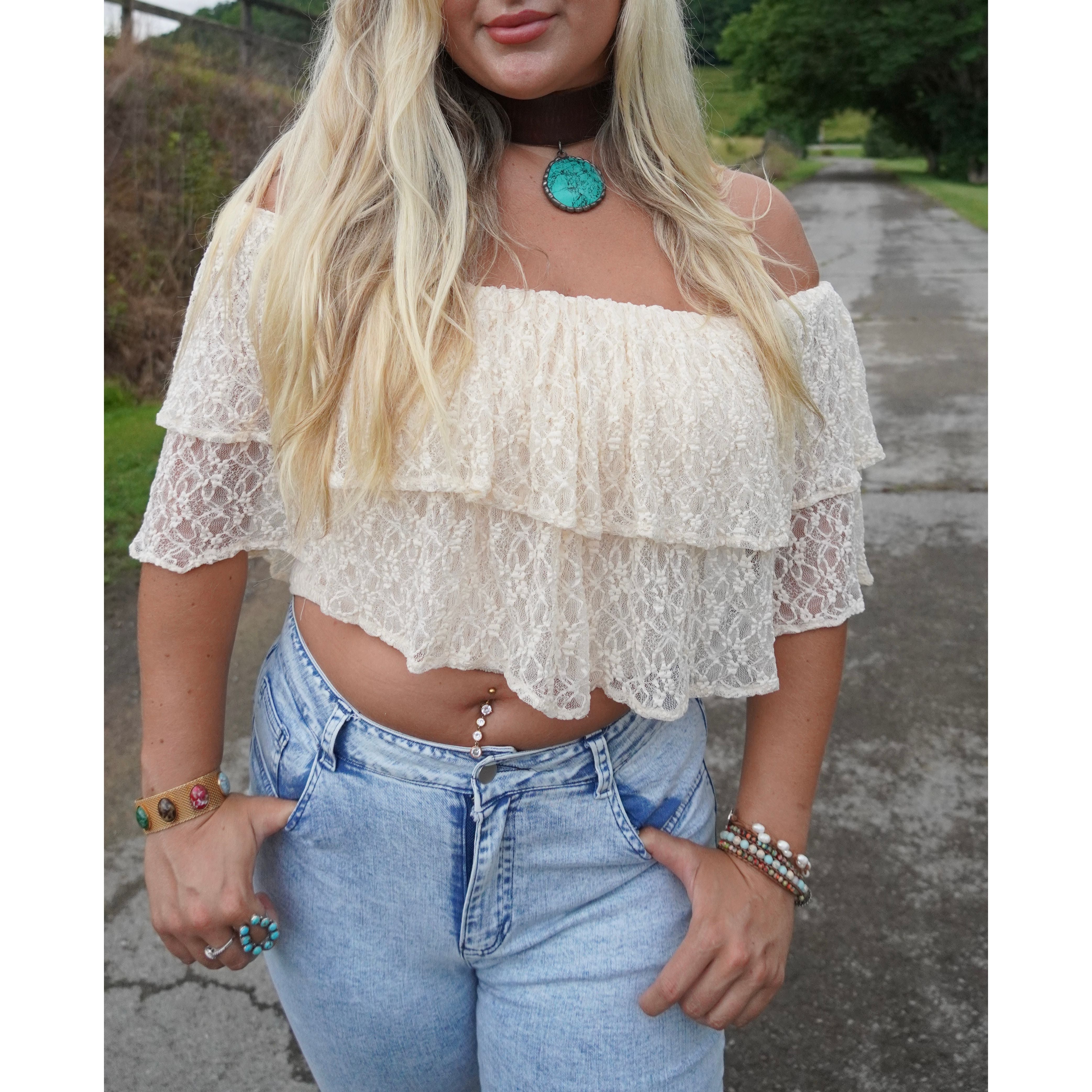 Cream Lace Off the shoulder Top
