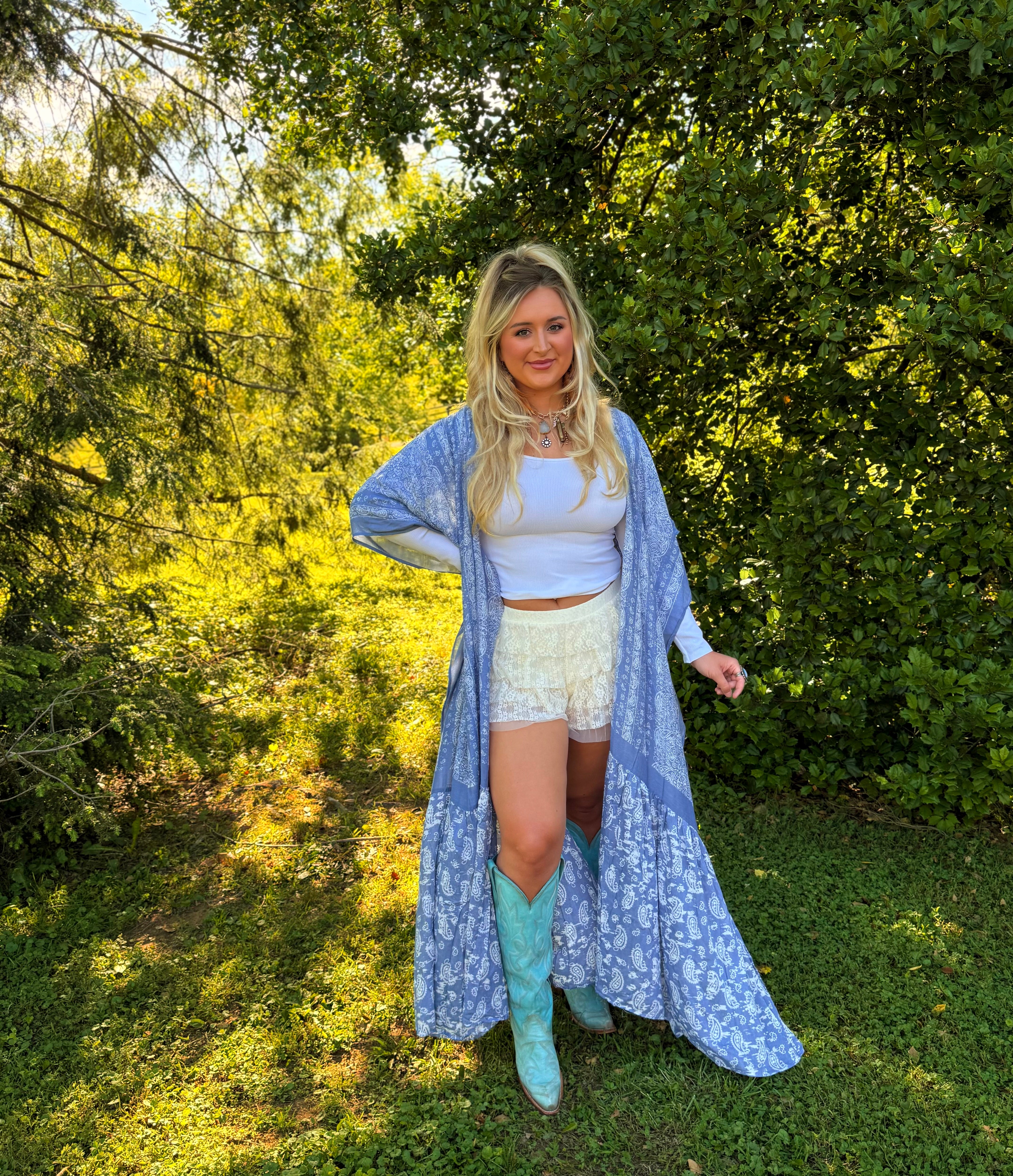 Blue Paisley Free Flow Duster