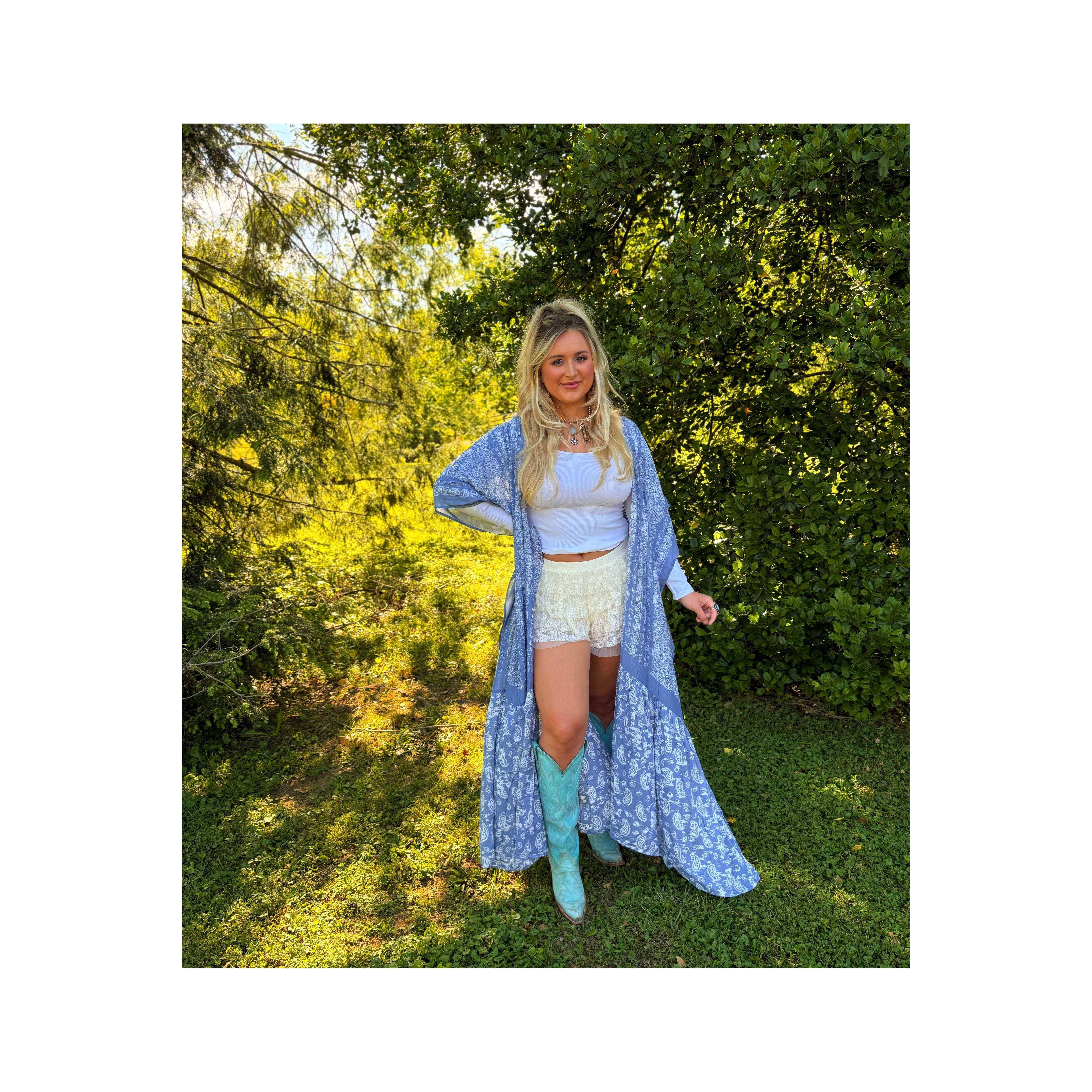 Blue Paisley Free Flow Duster