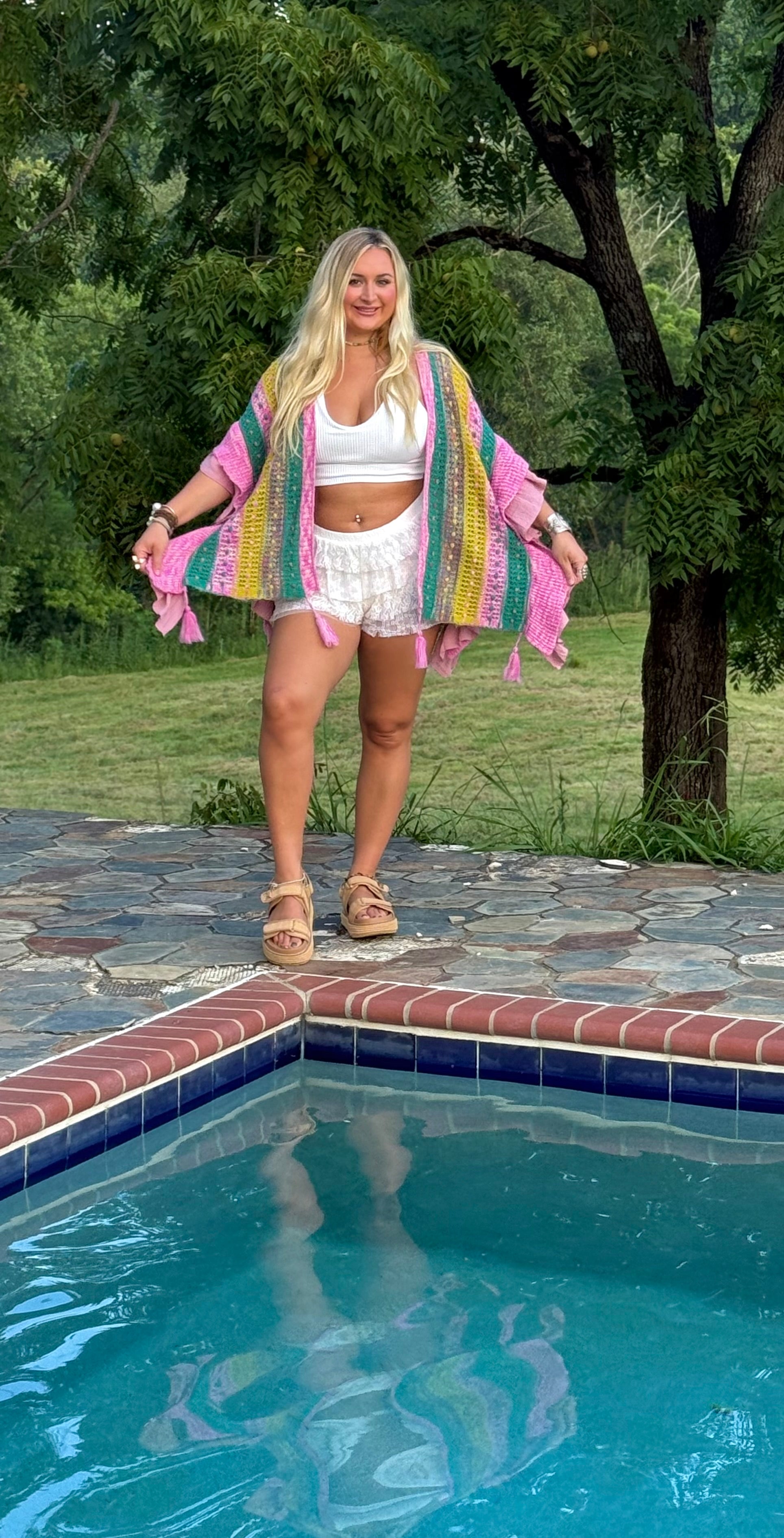 POL: Summer Lovin Pink Ruffled Cardigan