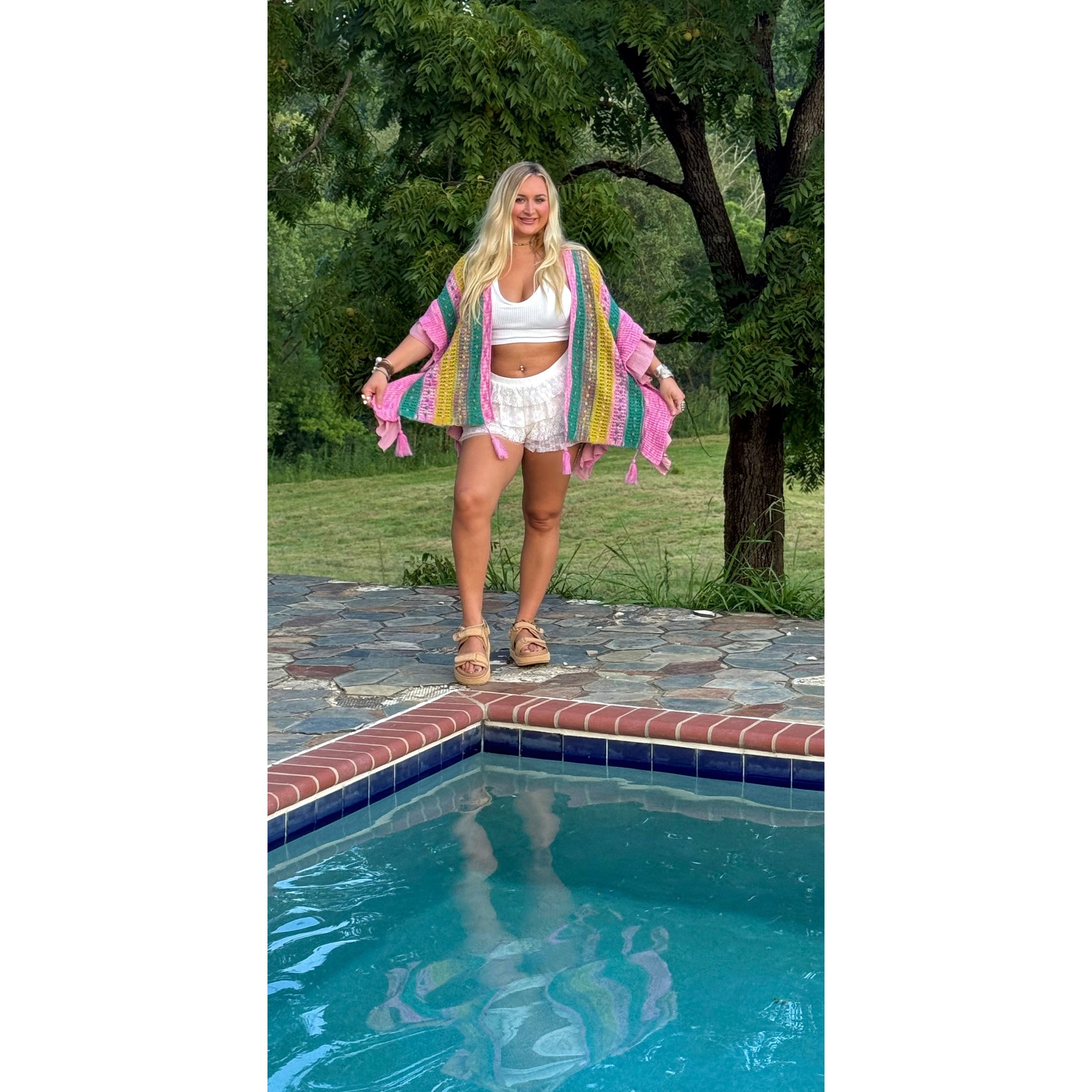 POL: Summer Lovin Pink Ruffled Cardigan