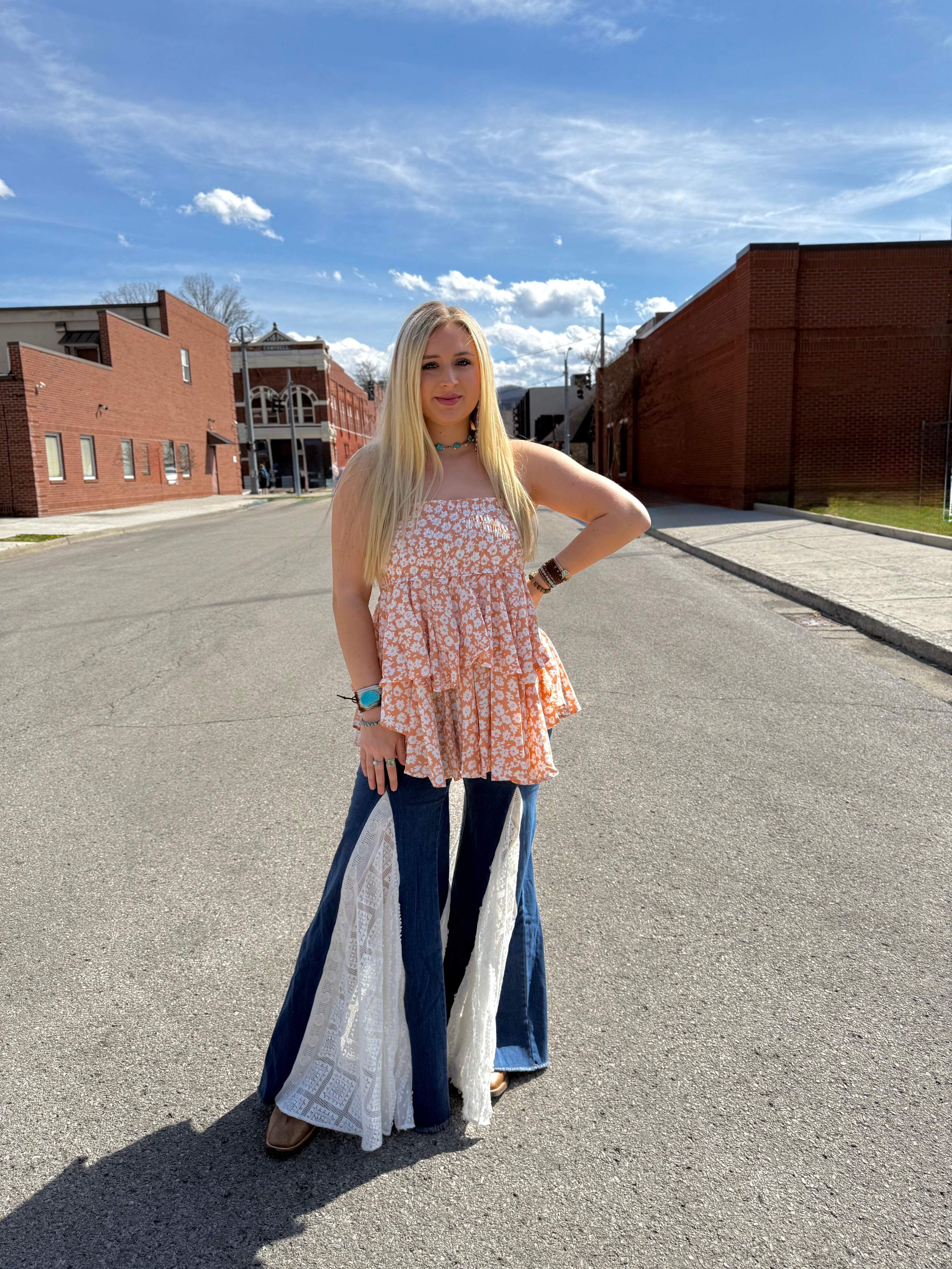 My Dream Bell Bottom White Lace