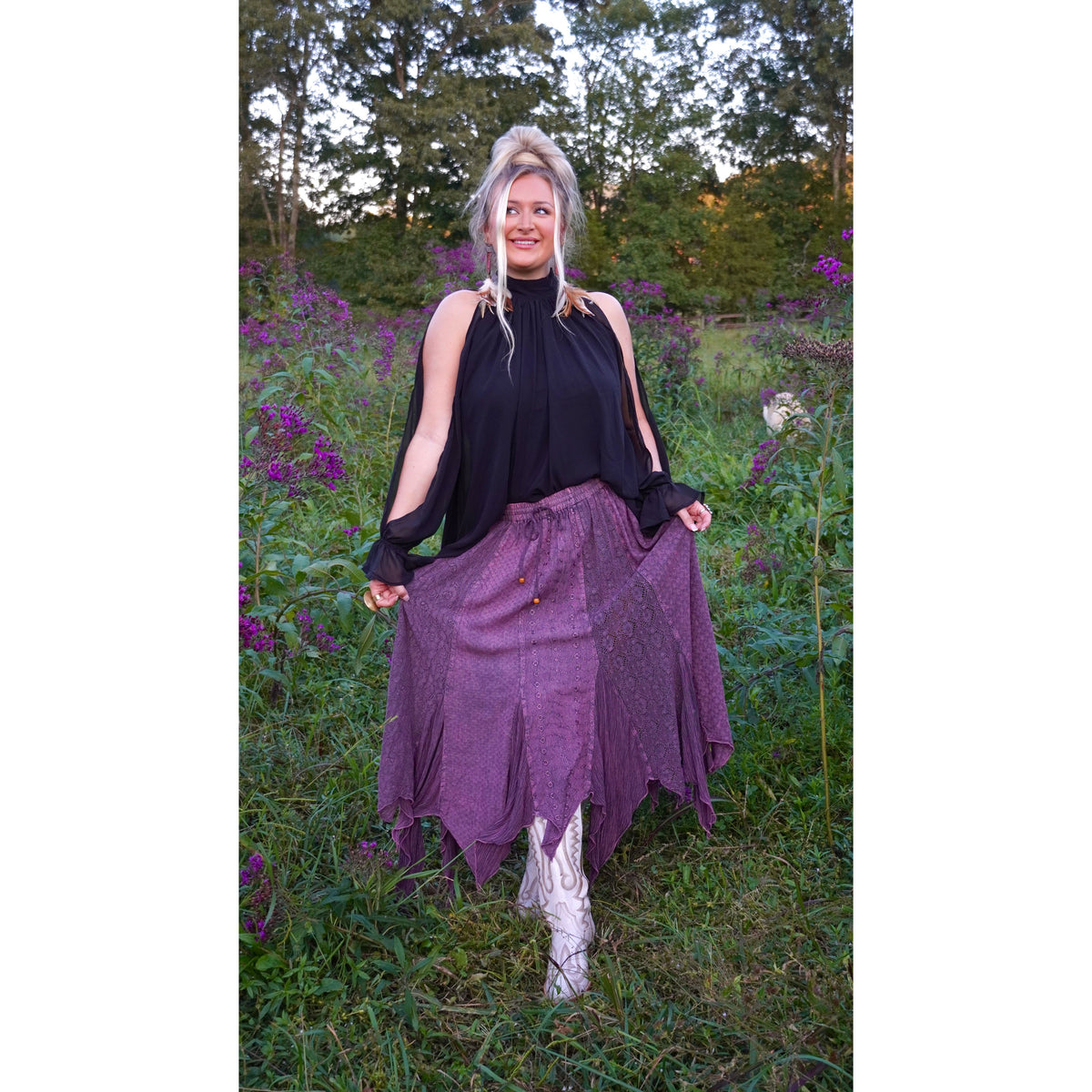 Boho Plum Tiered Maxi Skirt