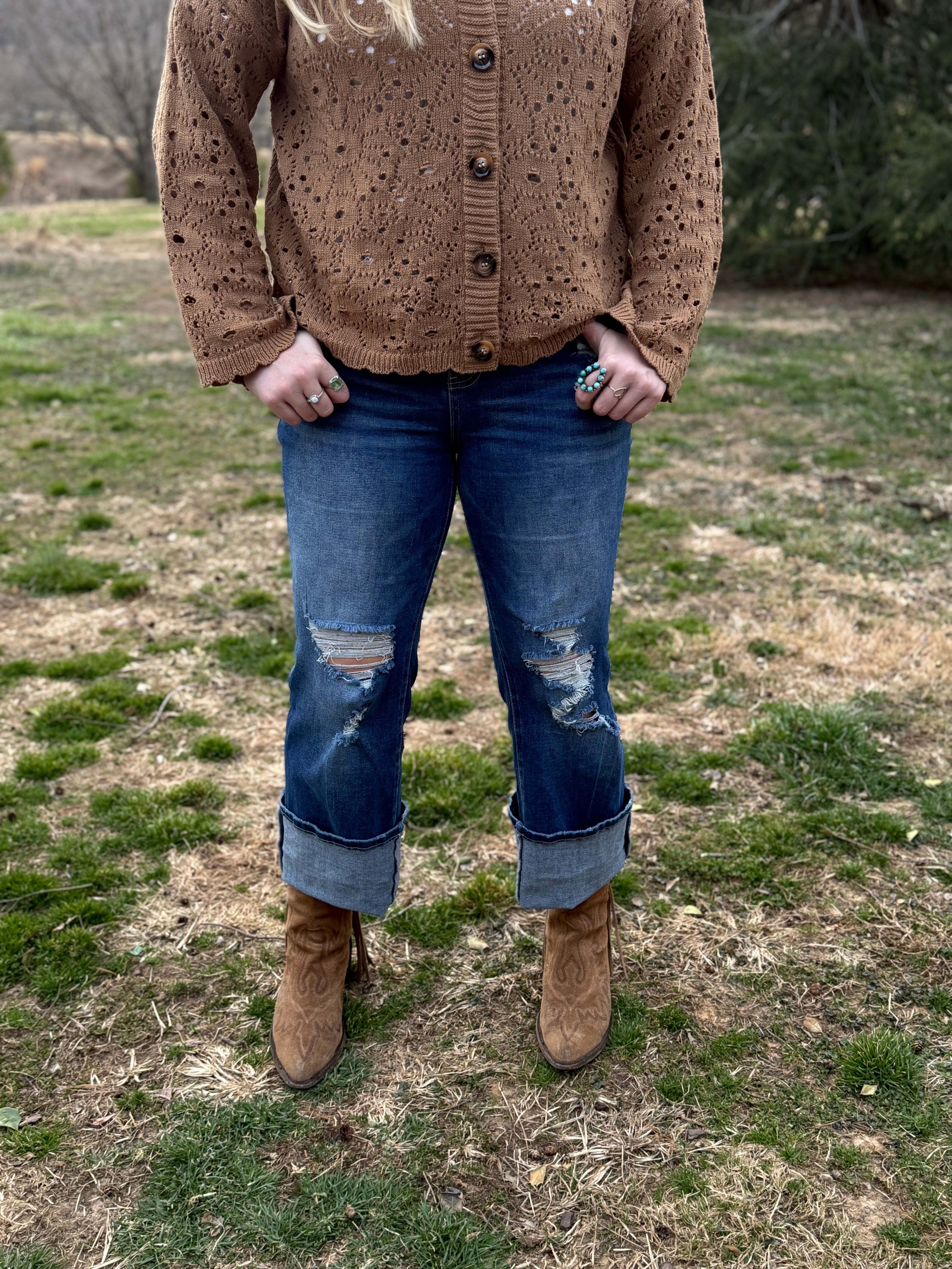 Madison High Rise Ripped Cuff Jean