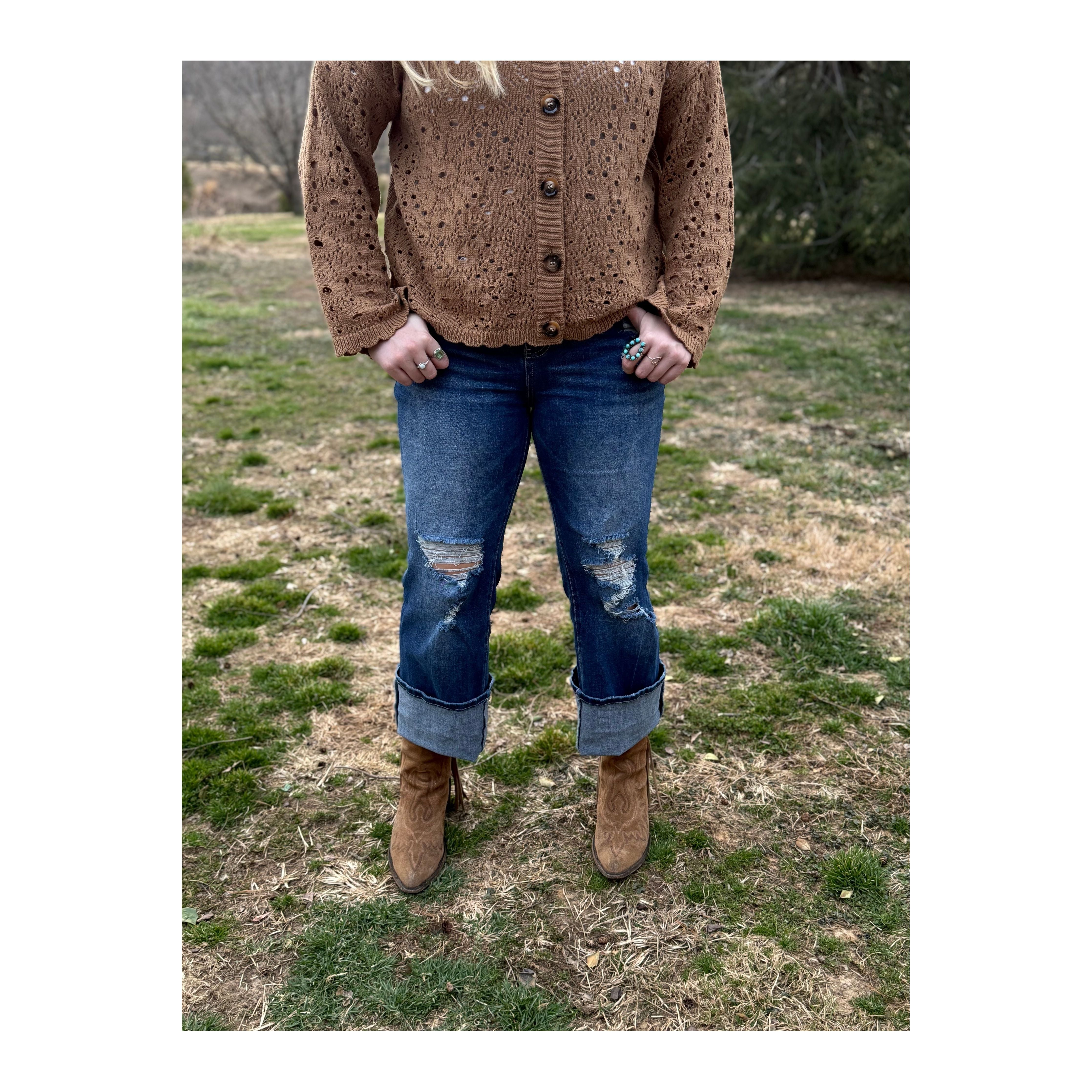 Madison High Rise Ripped Cuff Jean