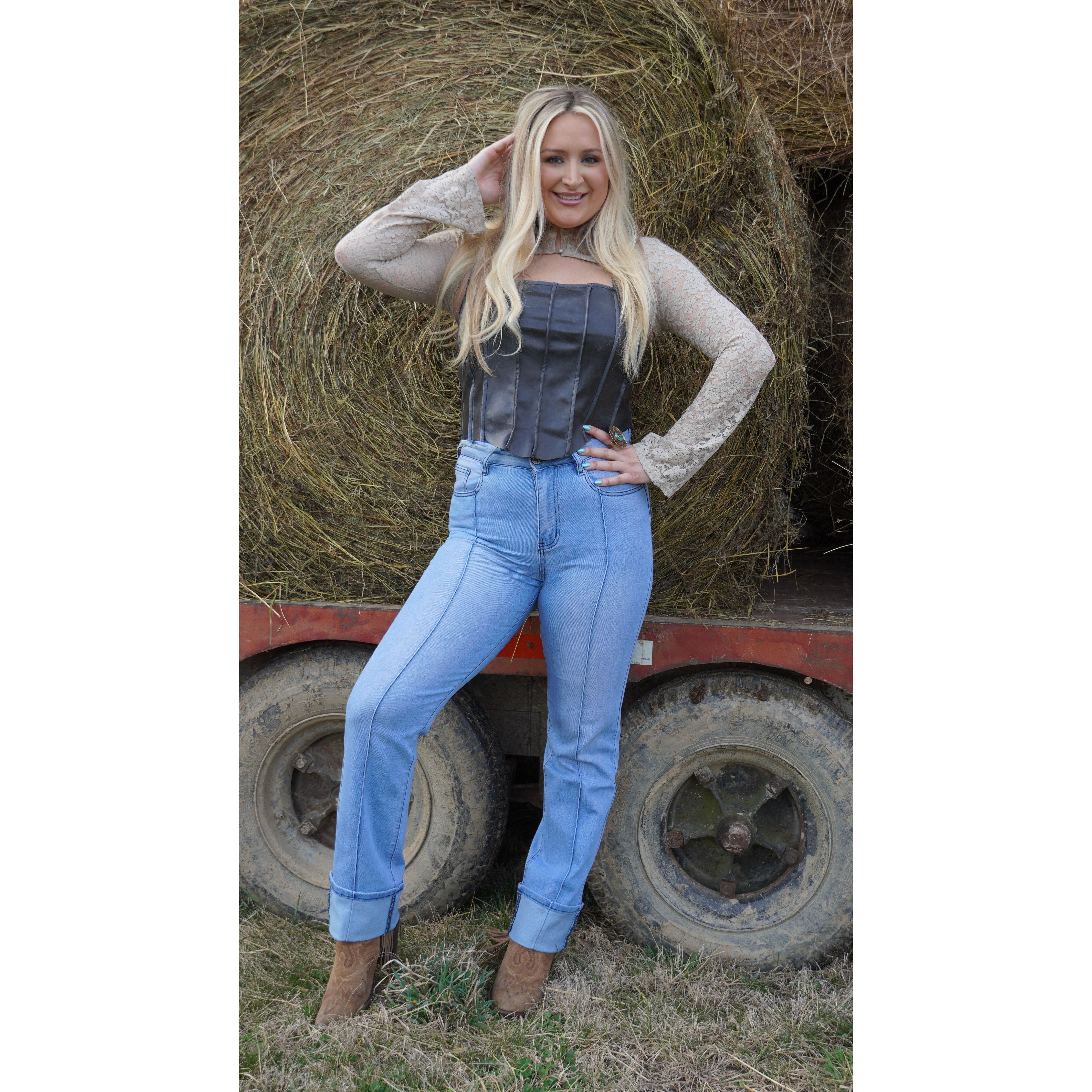 Rodeo Nights Light Wash Cuff Jean