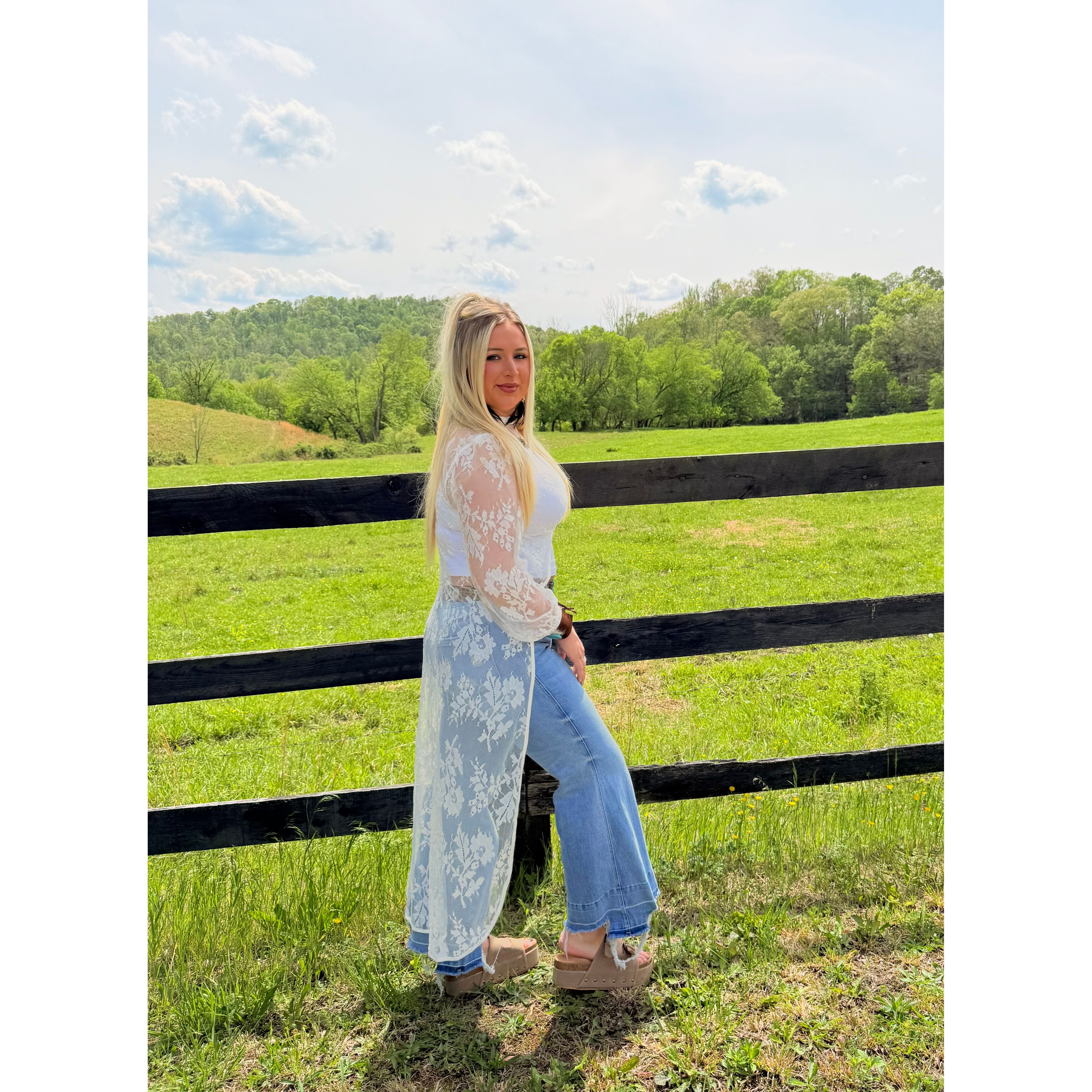 White Lace High Low Top