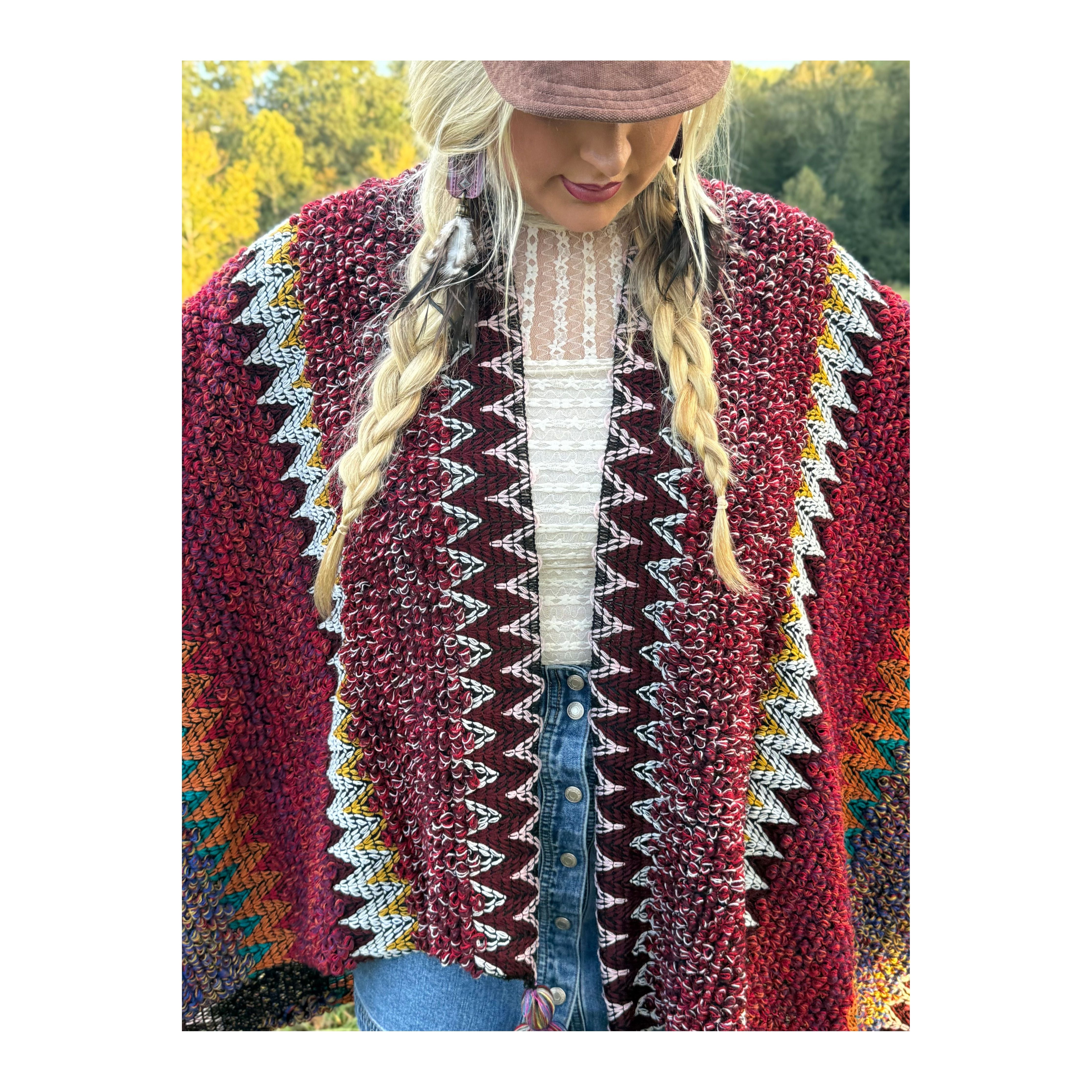 Boheme Soul Crochet Kimono in Red