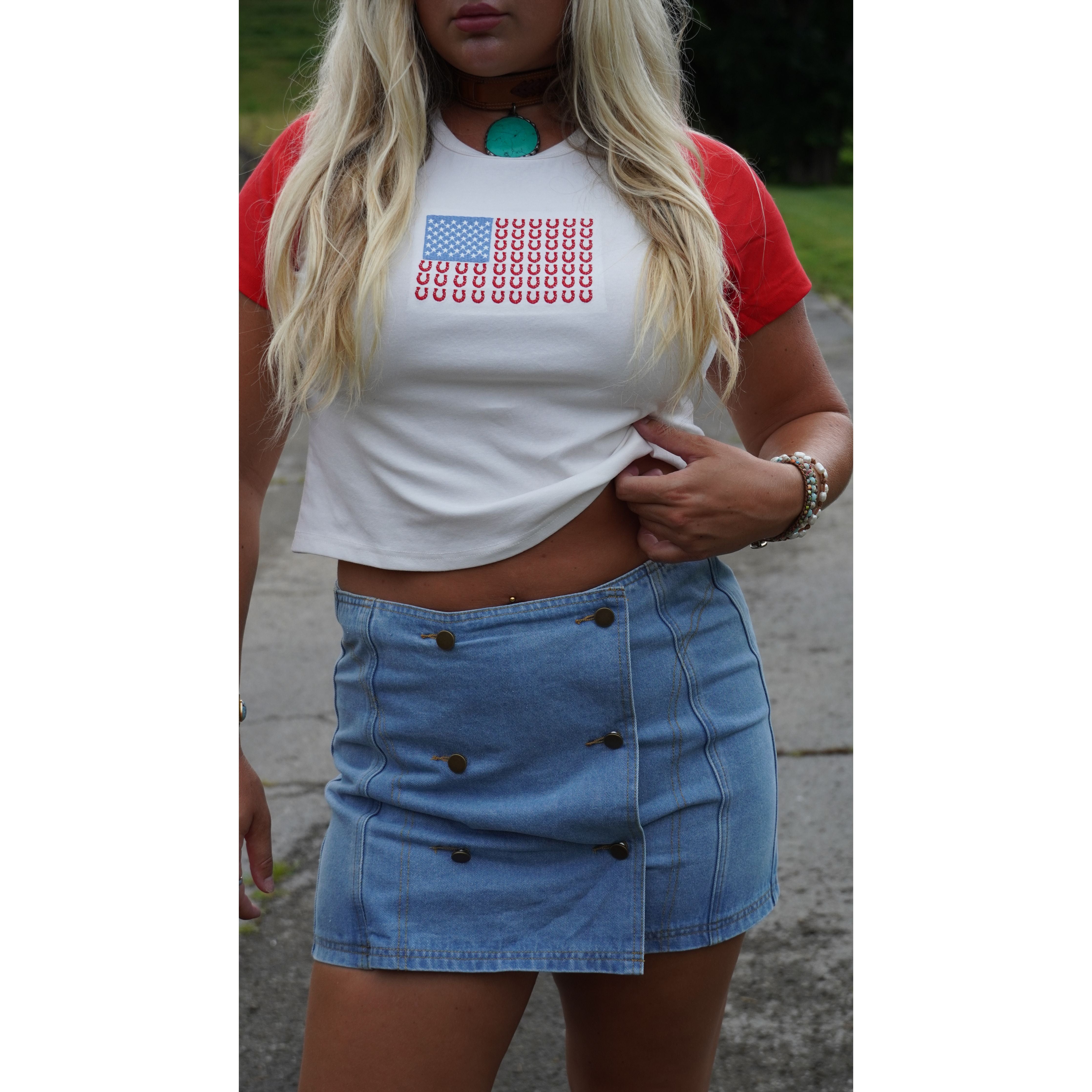 Retro Button Front High Waisted Denim Skort