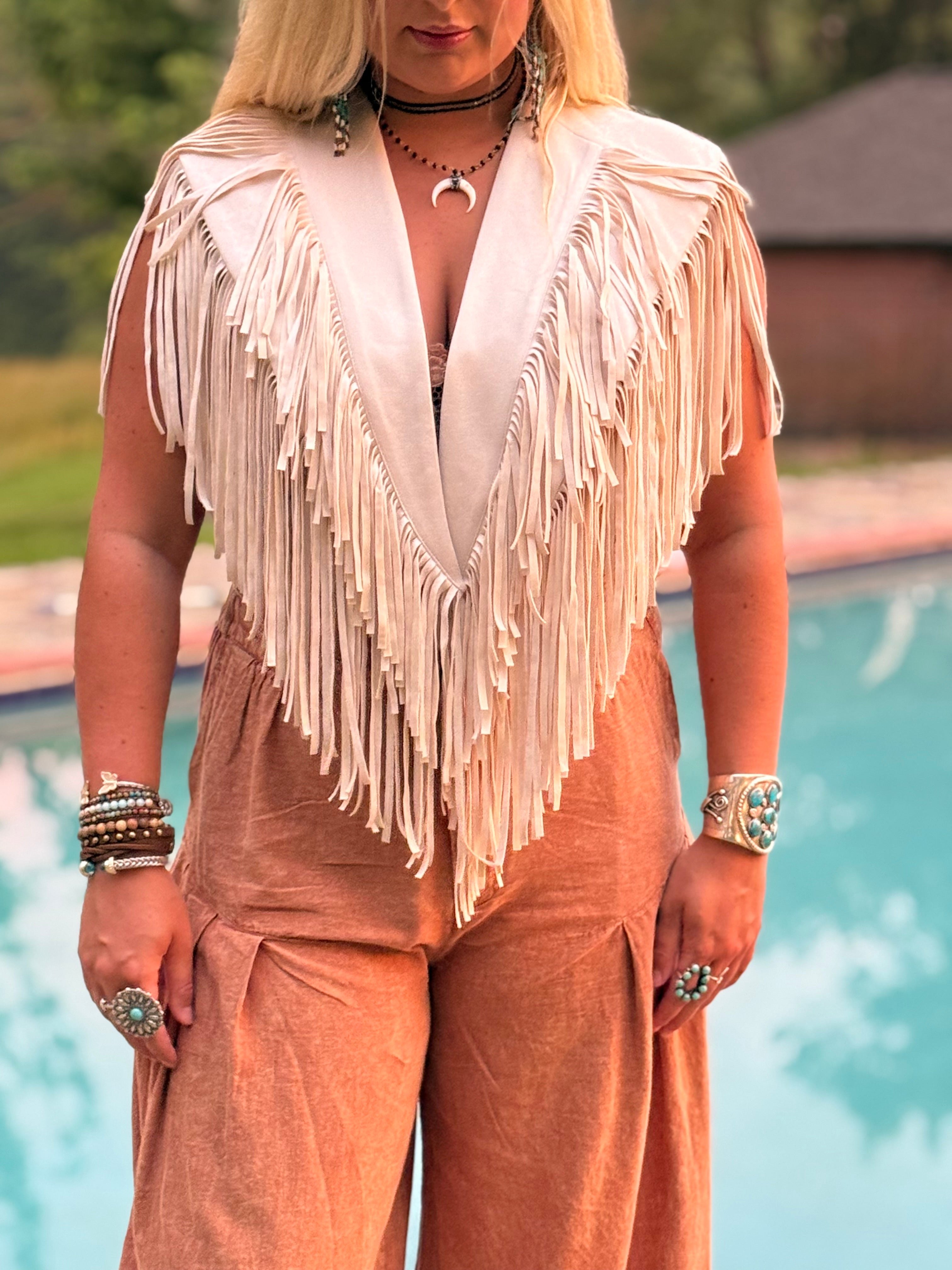 Country Fringe Suede Shawl