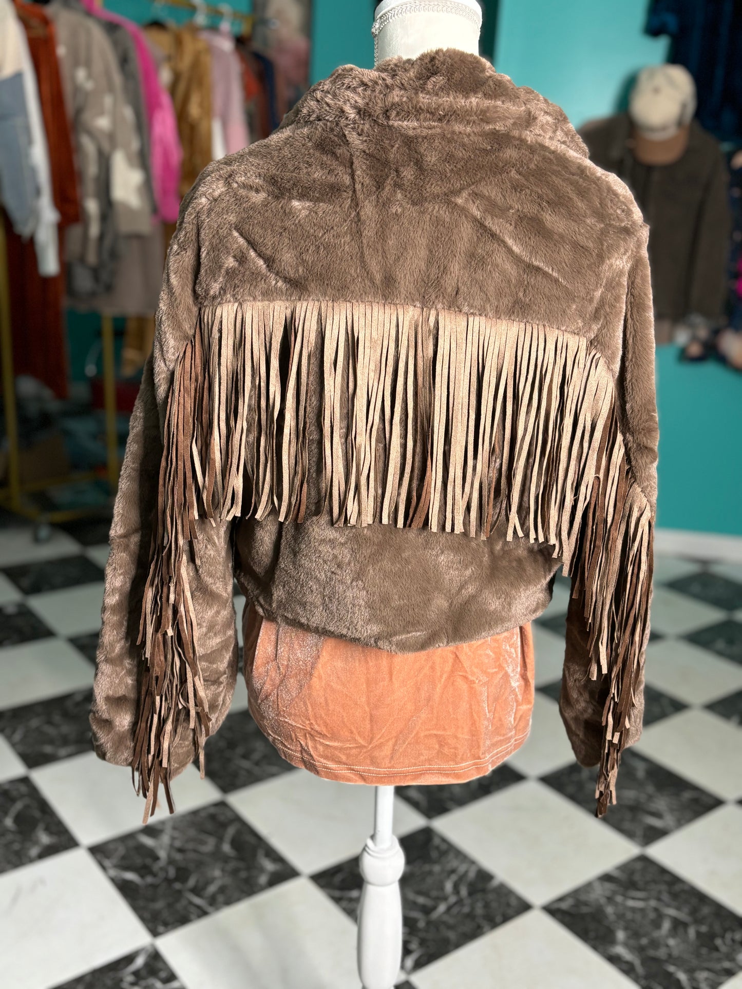 Brown soft fringe Jacket