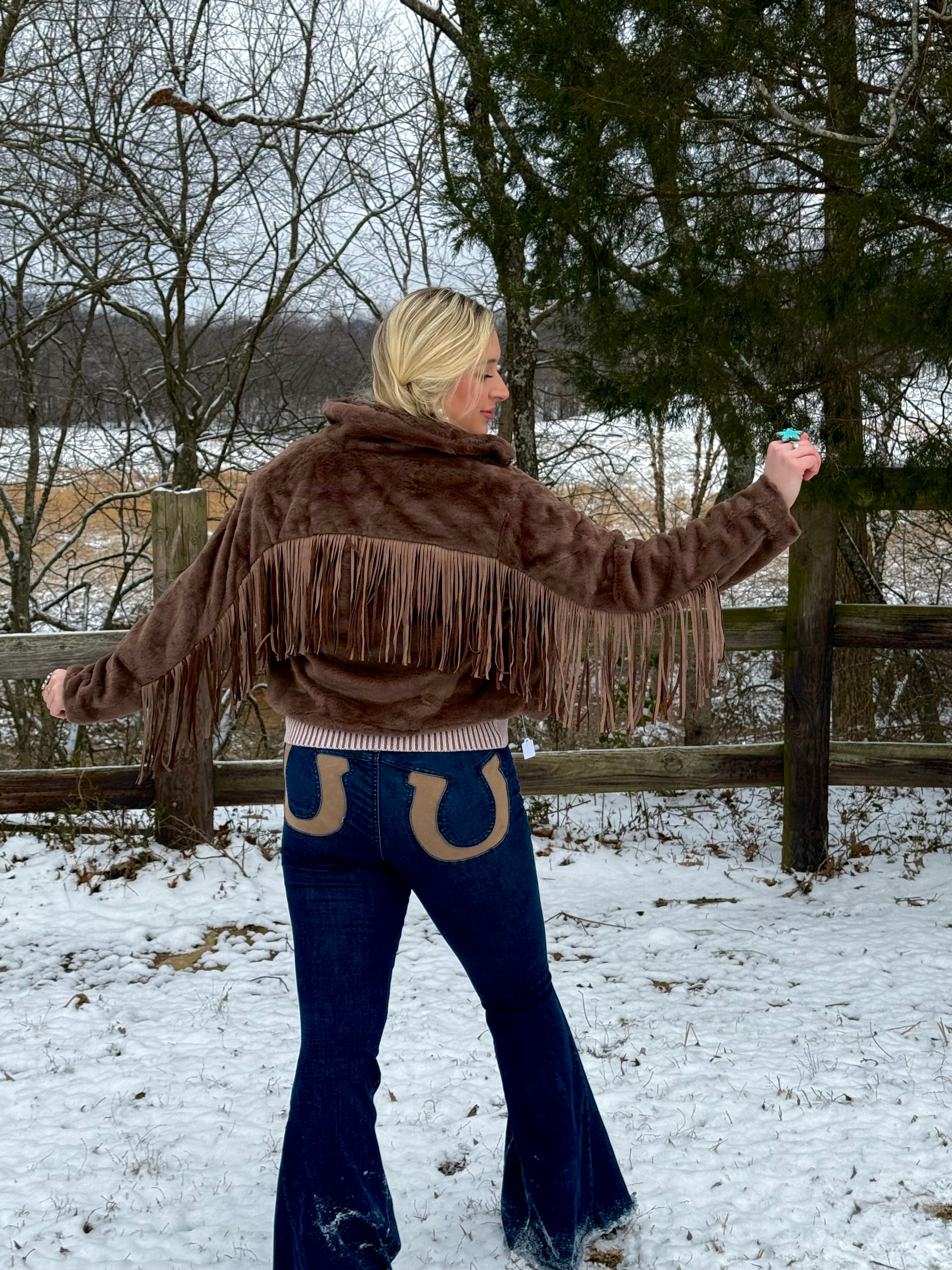 Brown Soft Fringe Jacket