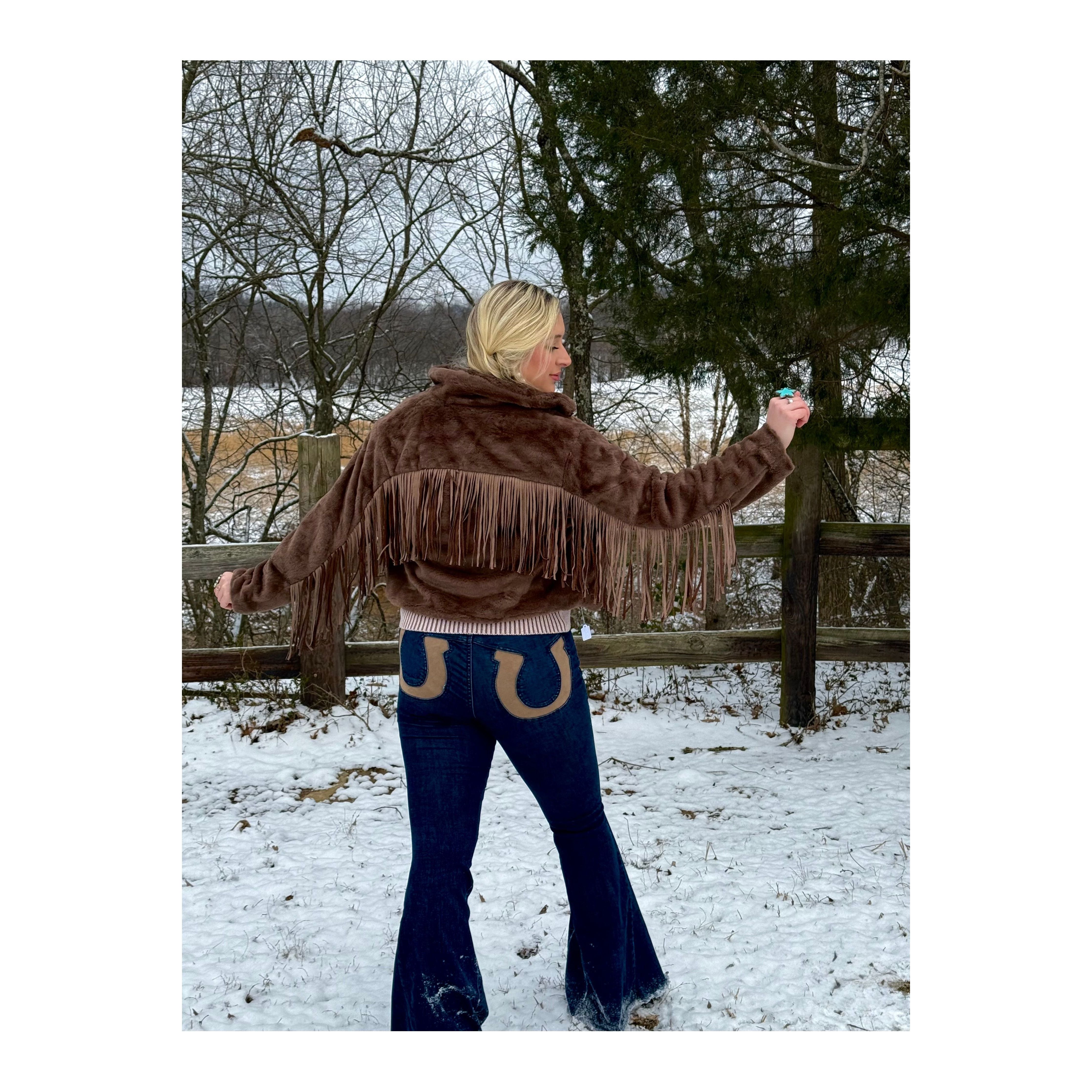 Brown Soft Fringe Jacket