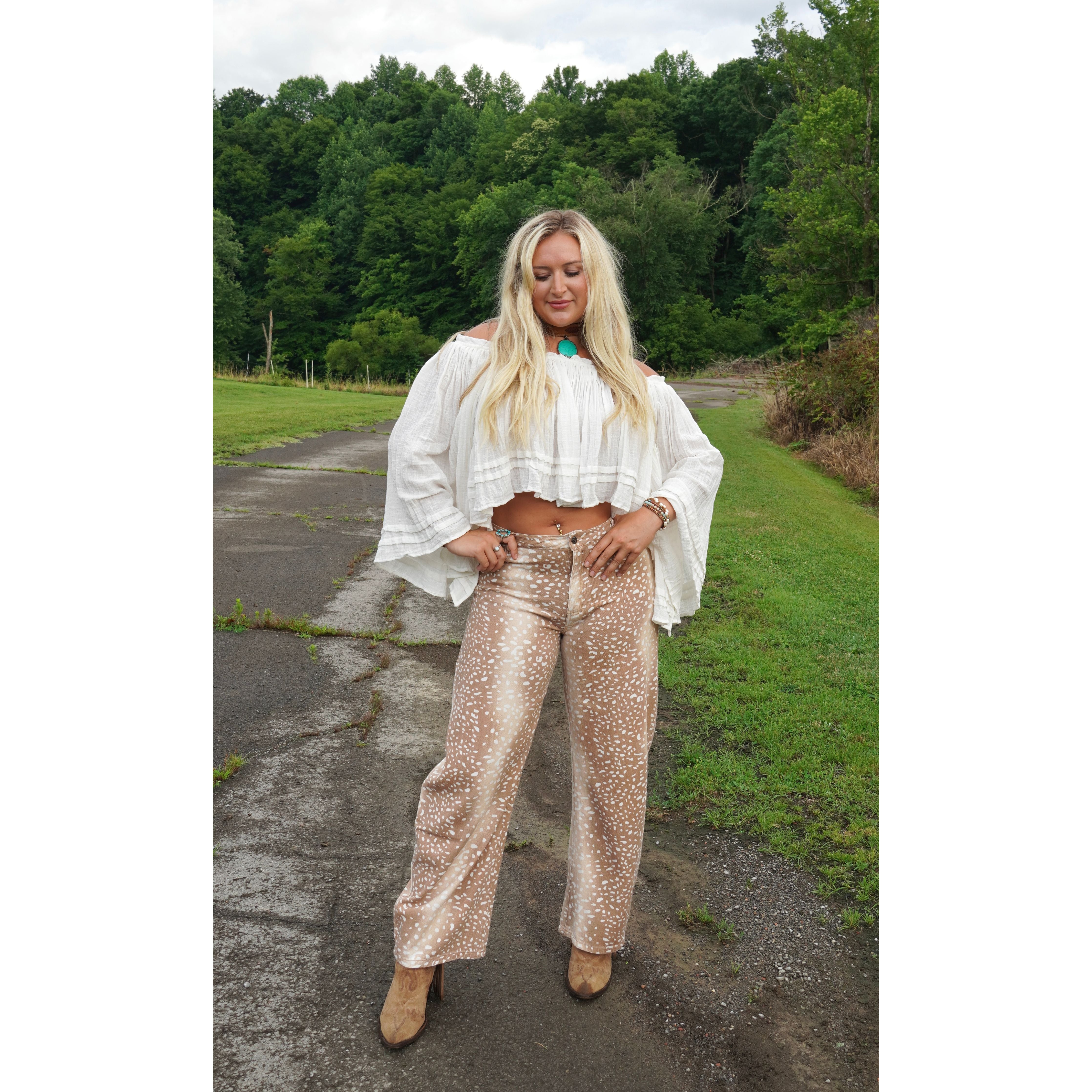 Bambi Print Wide Leg Pants