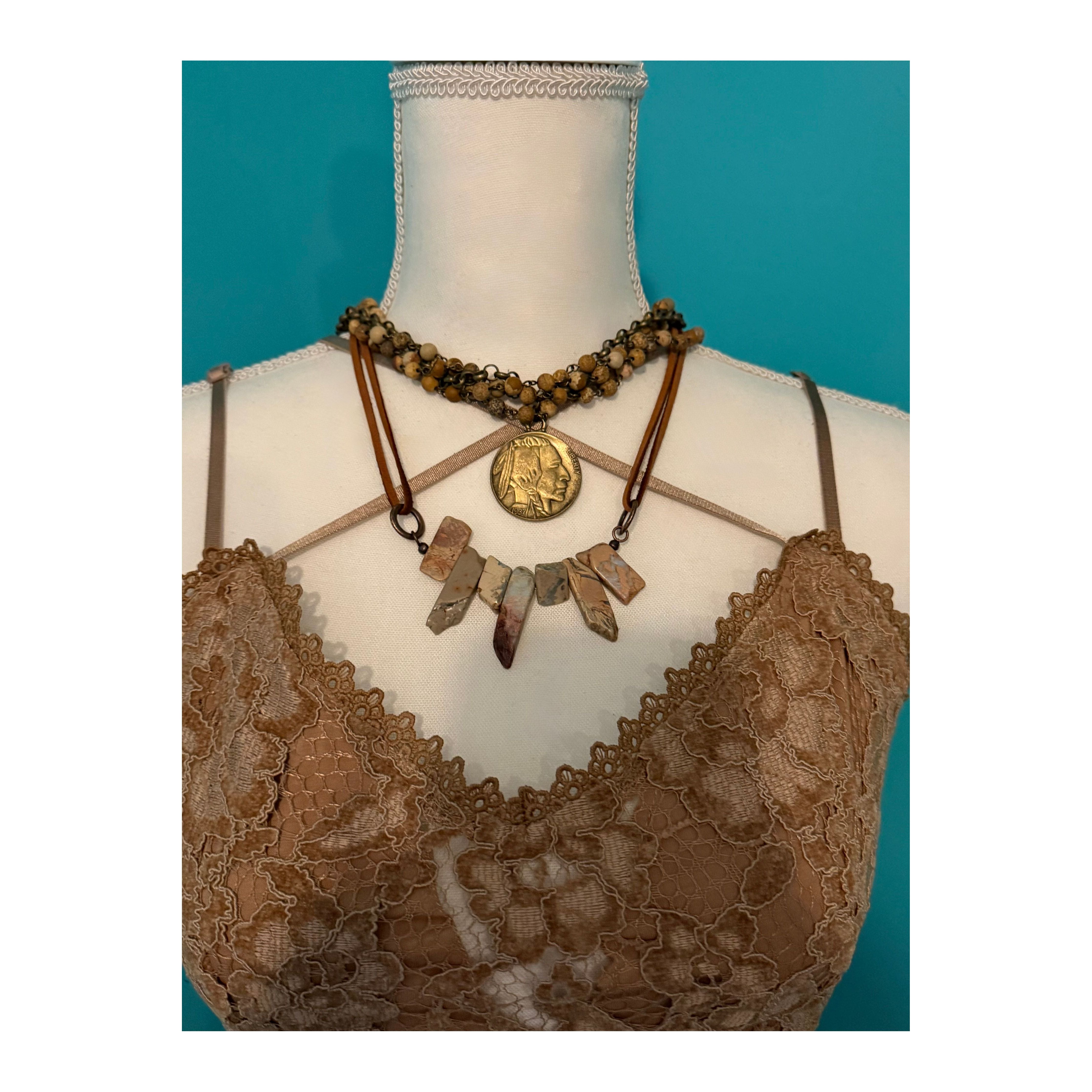 Terra Leather Multi Color Stone Necklace