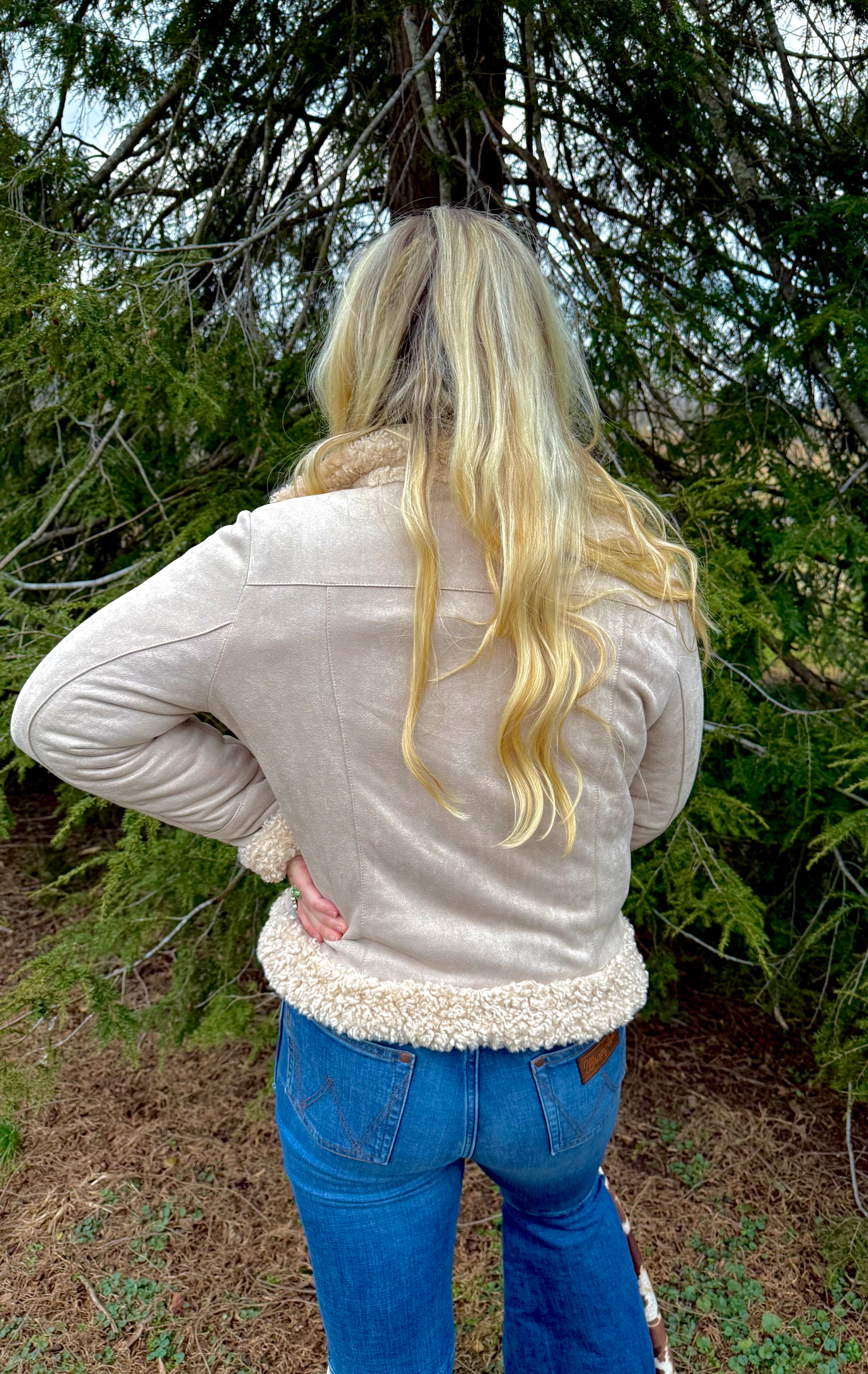 Reversible Sherpa Cream Fringe Coat