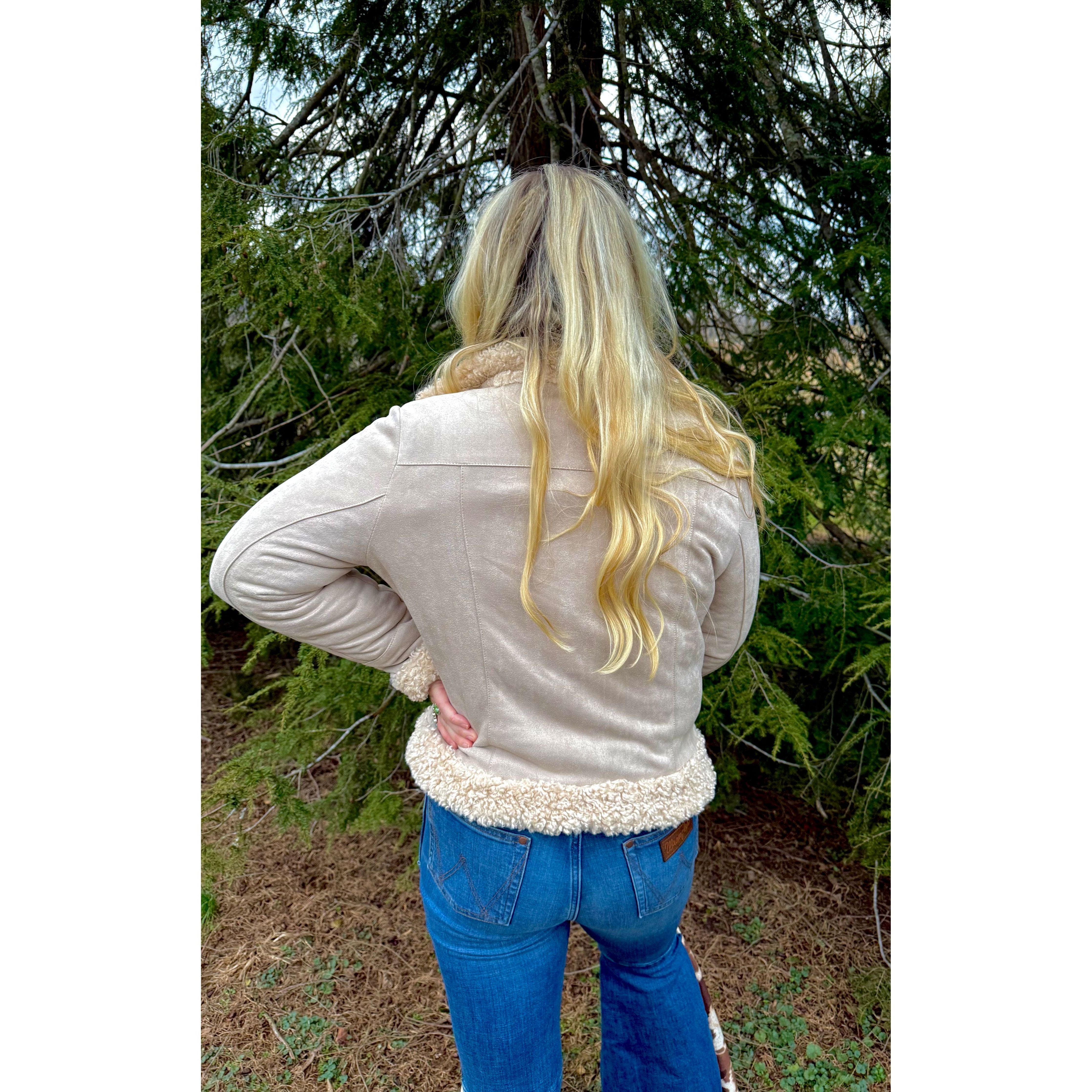 Reversible Sherpa Cream Fringe Coat