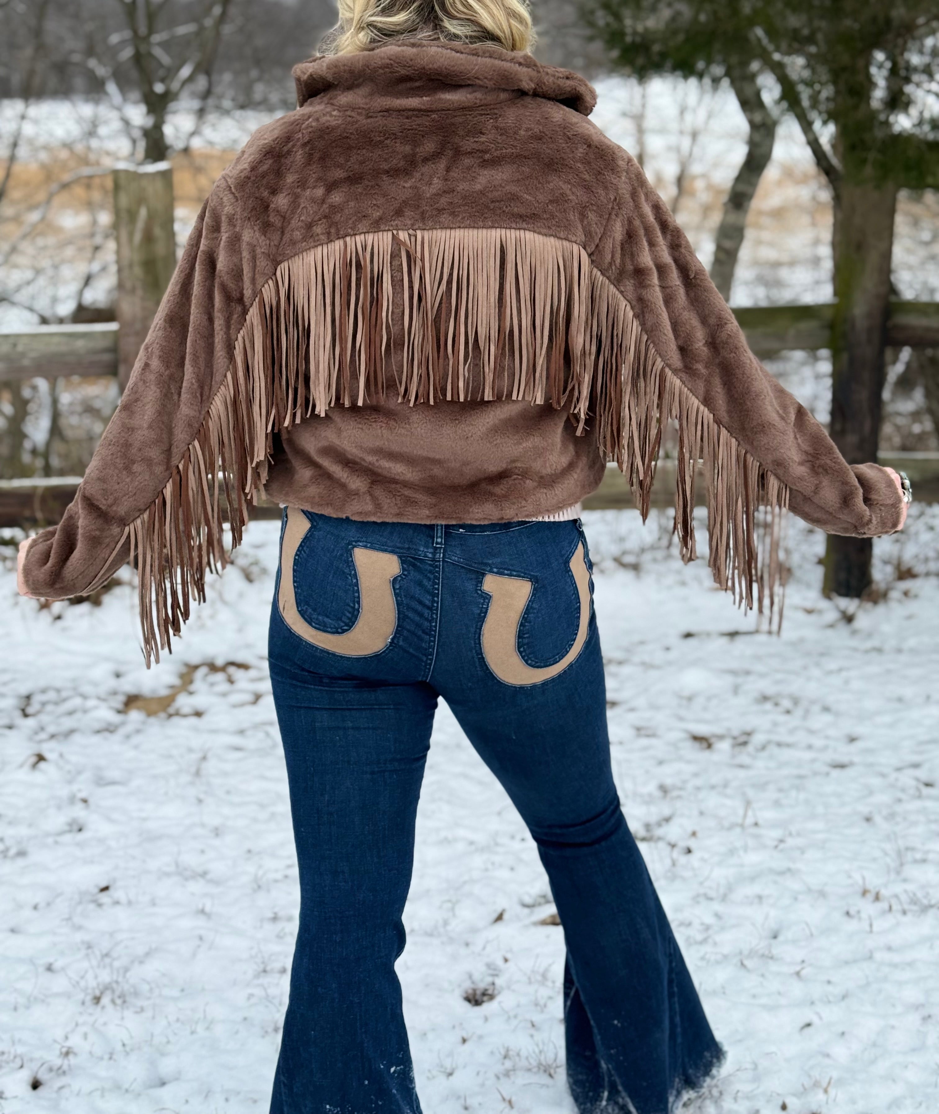 Brown Soft Fringe Jacket
