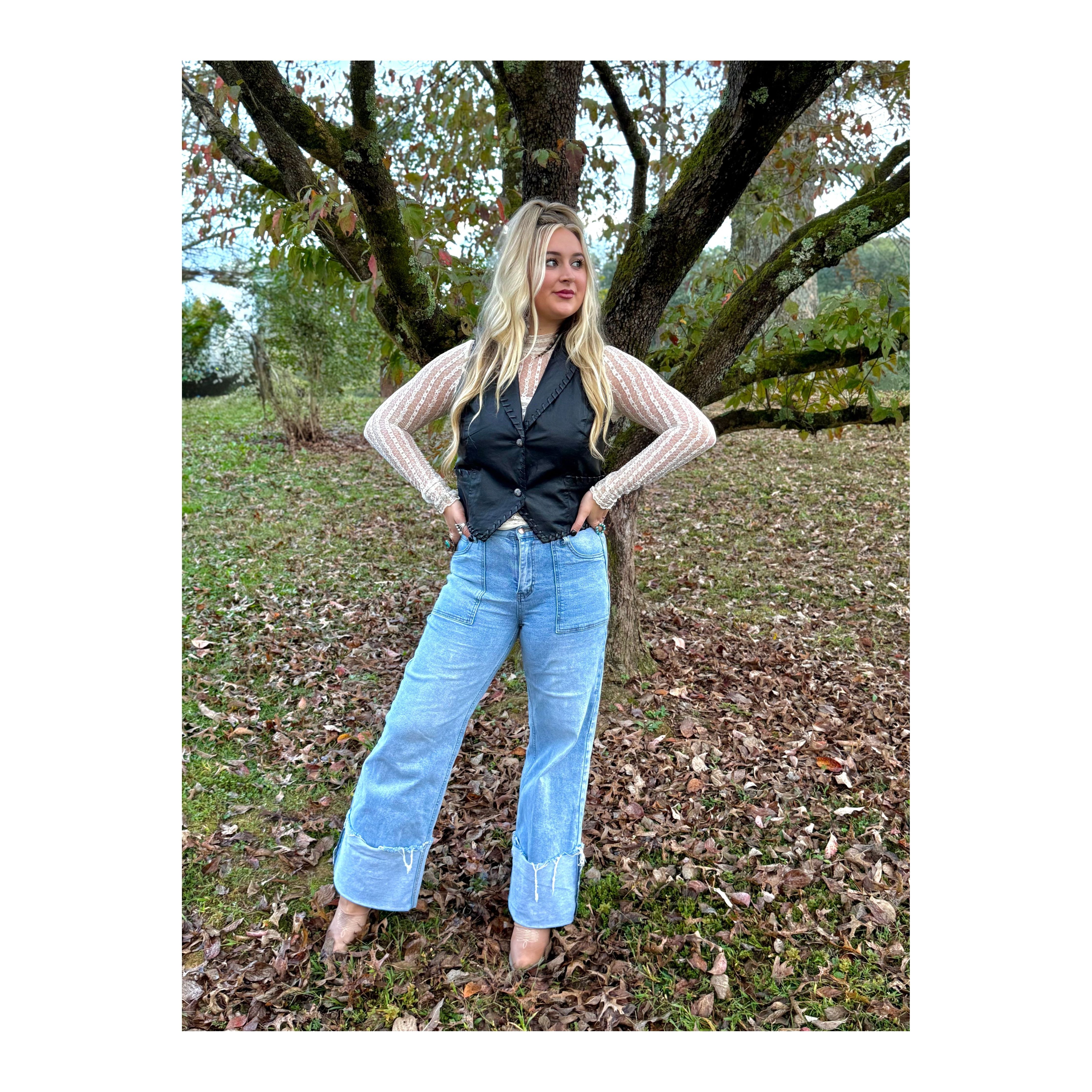 Midnight Black Western Leather Vest