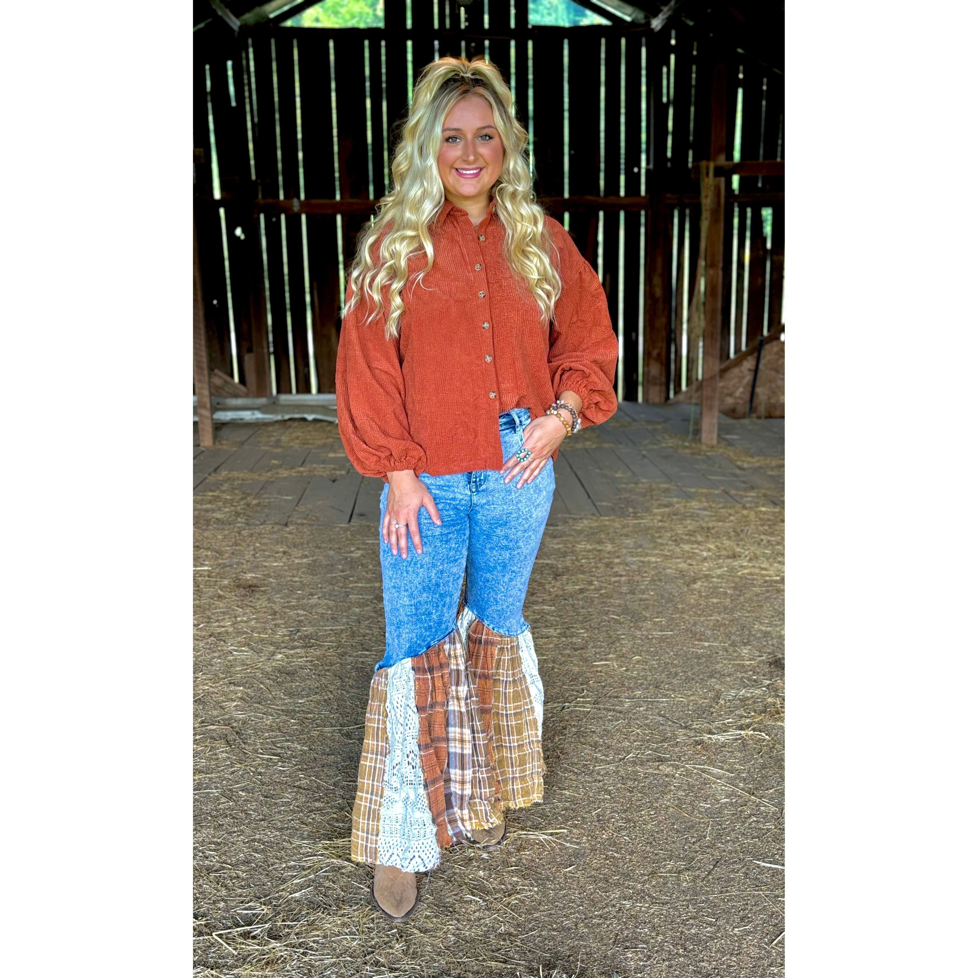 Flirty Flannel Flare Jeans