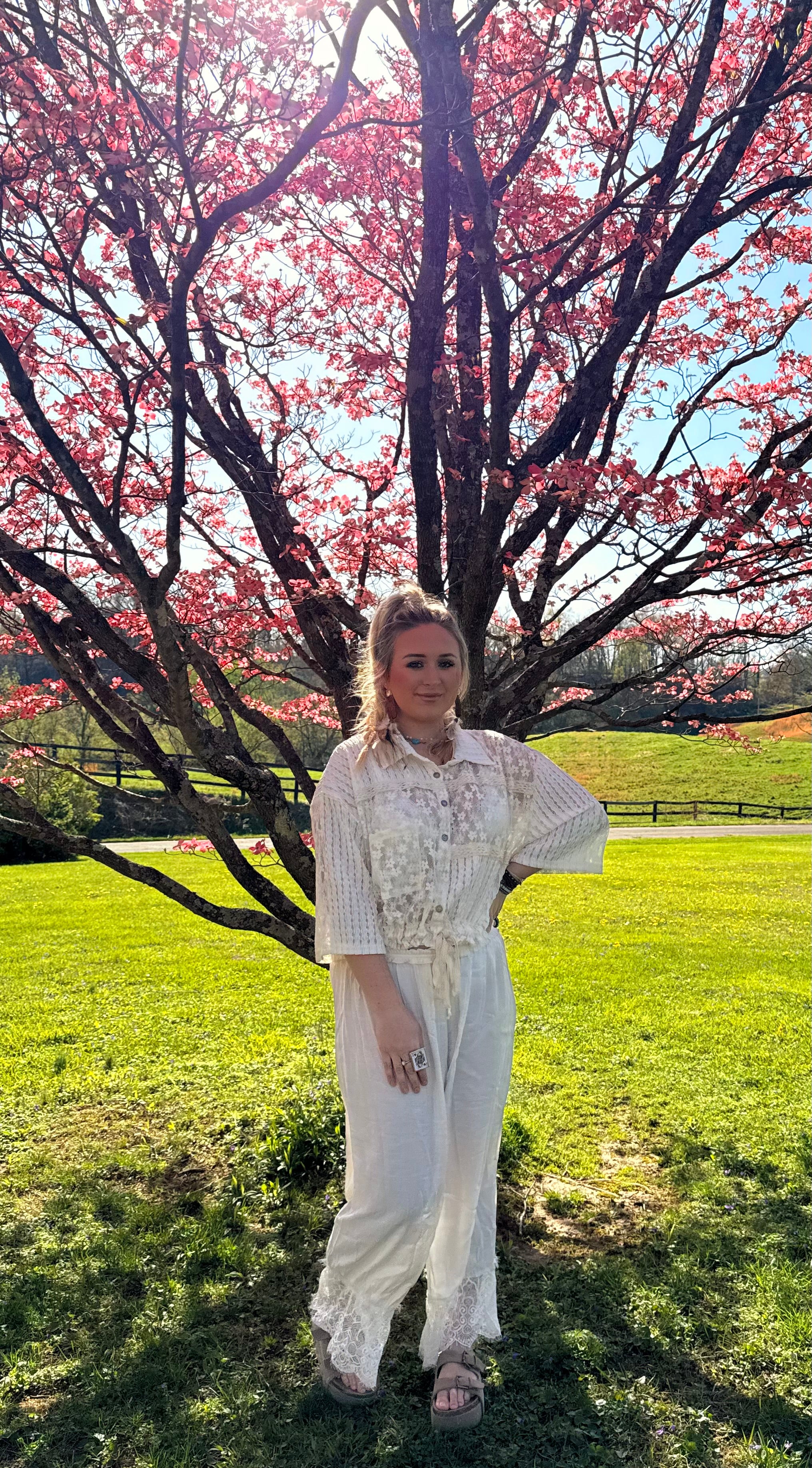 Spring Boho White Lace Pant