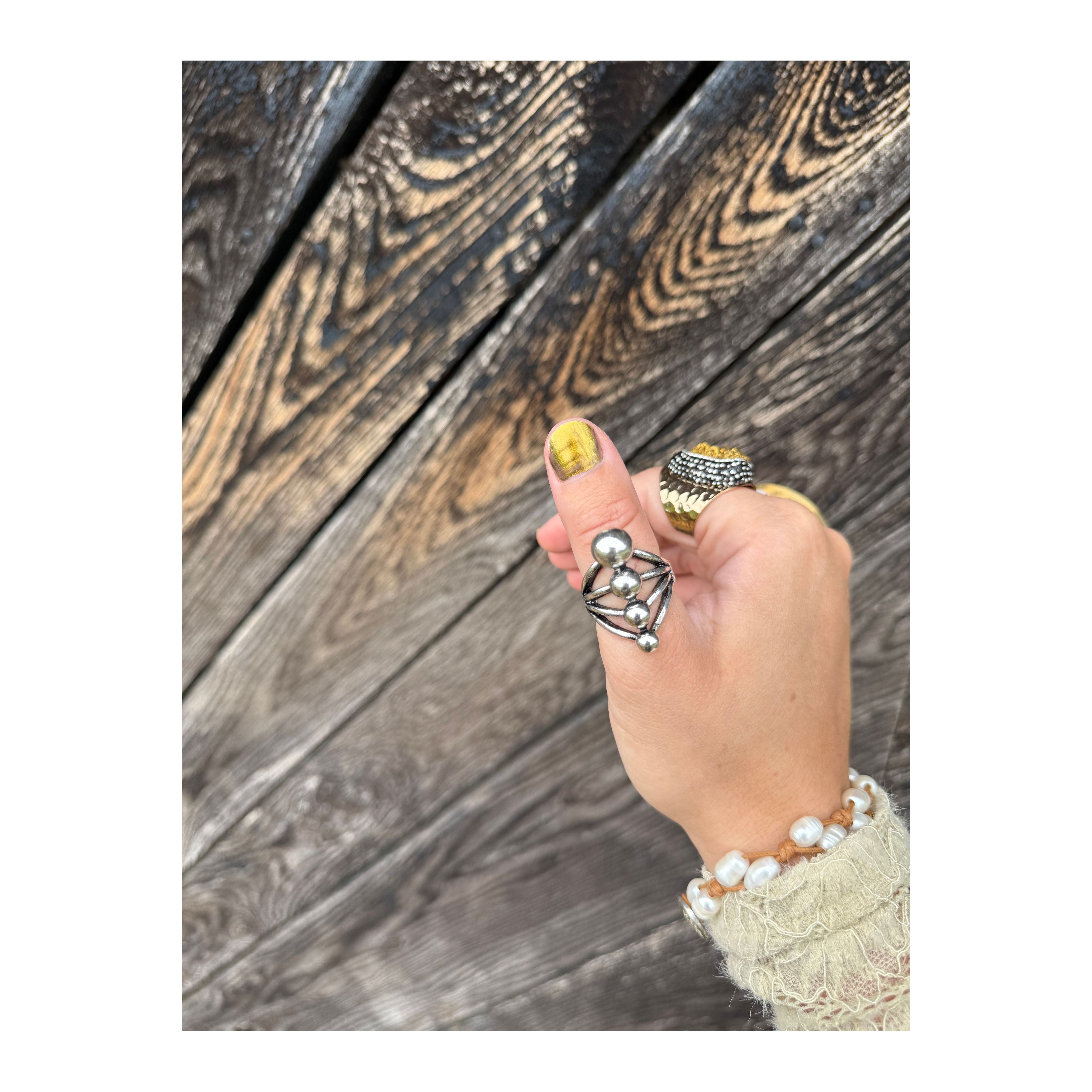 Moonlit Bead Ring