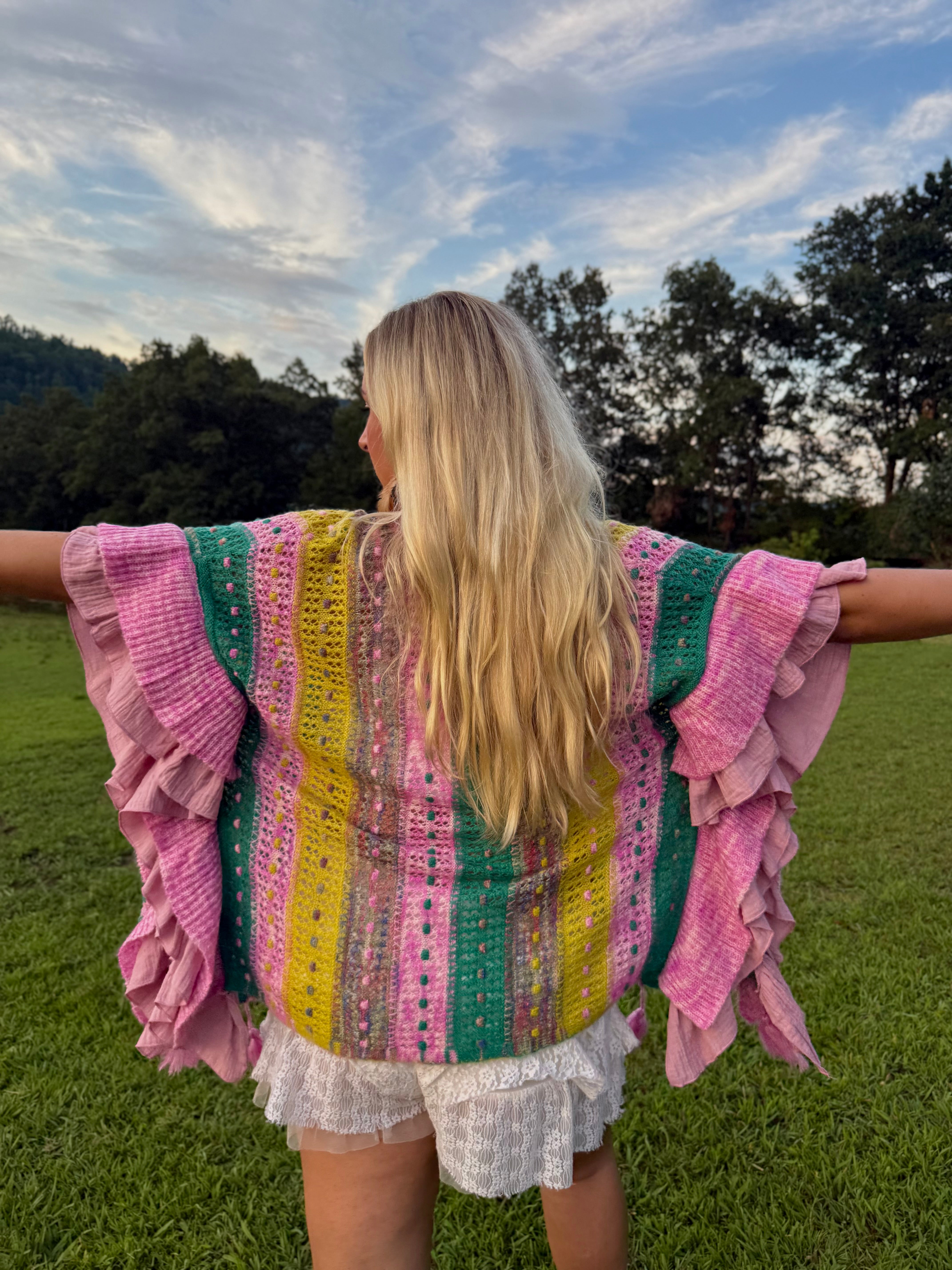 POL: Summer Lovin Pink Ruffled Cardigan