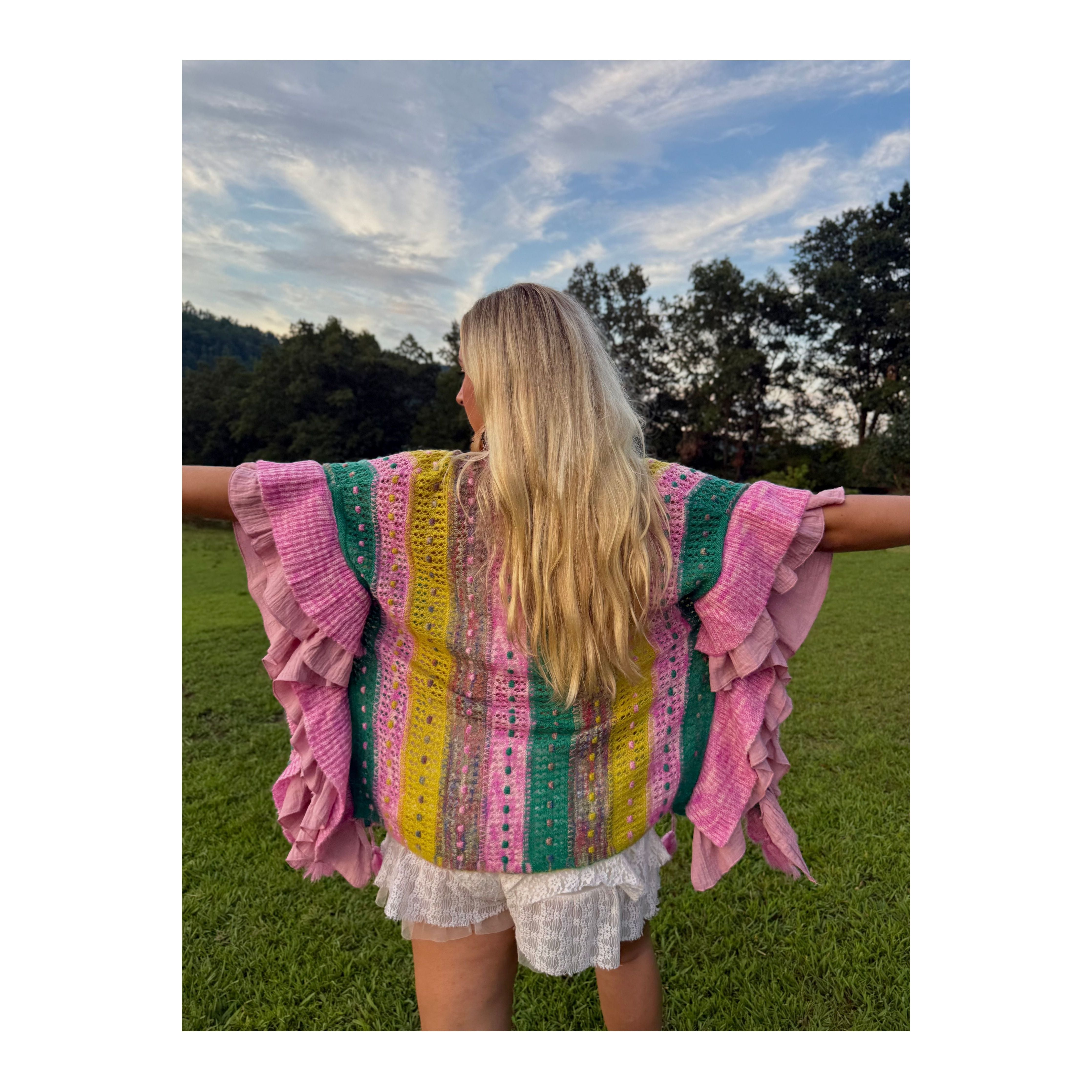 POL: Summer Lovin Pink Ruffled Cardigan