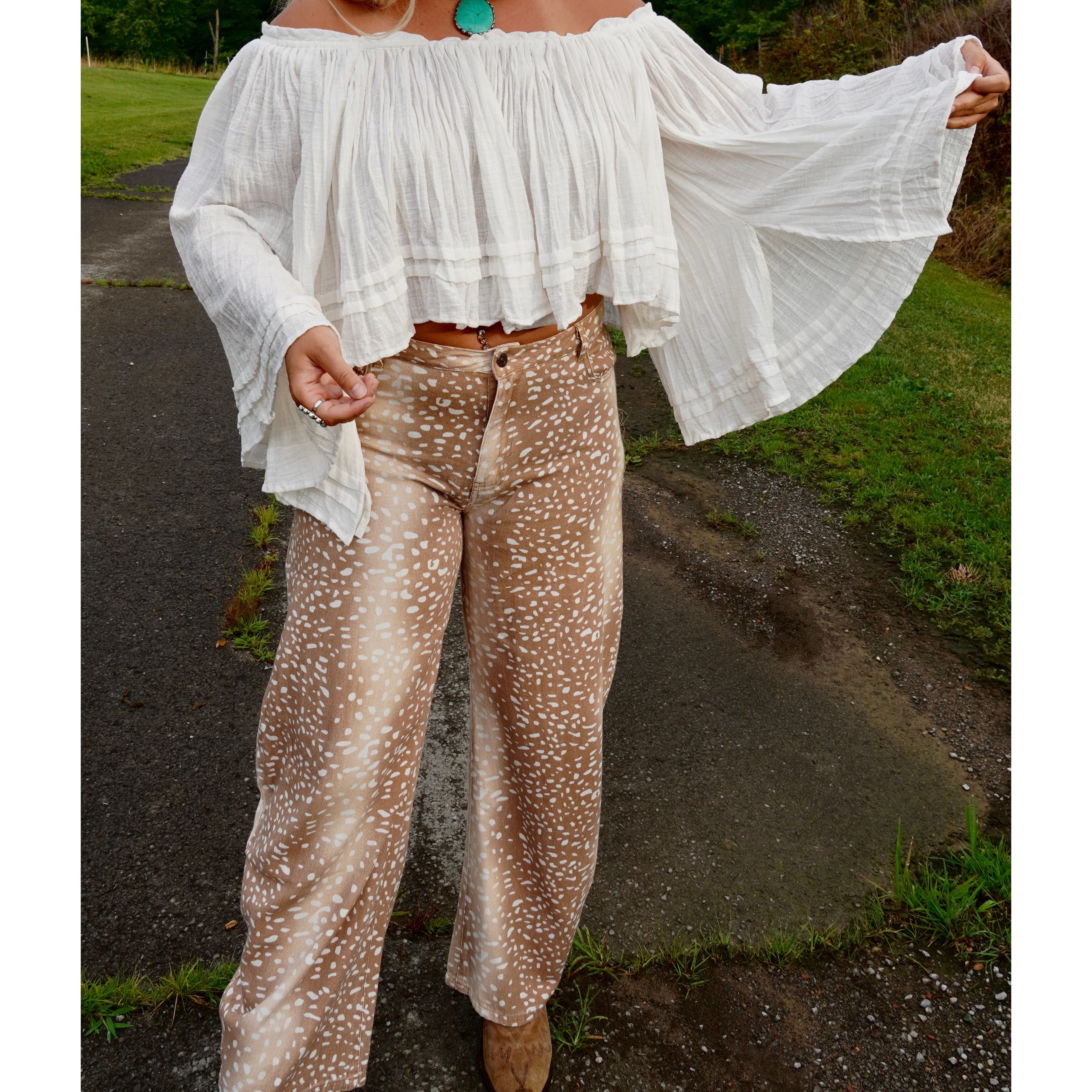 White Cotton Off Shoulder Angel-Sleeve Top