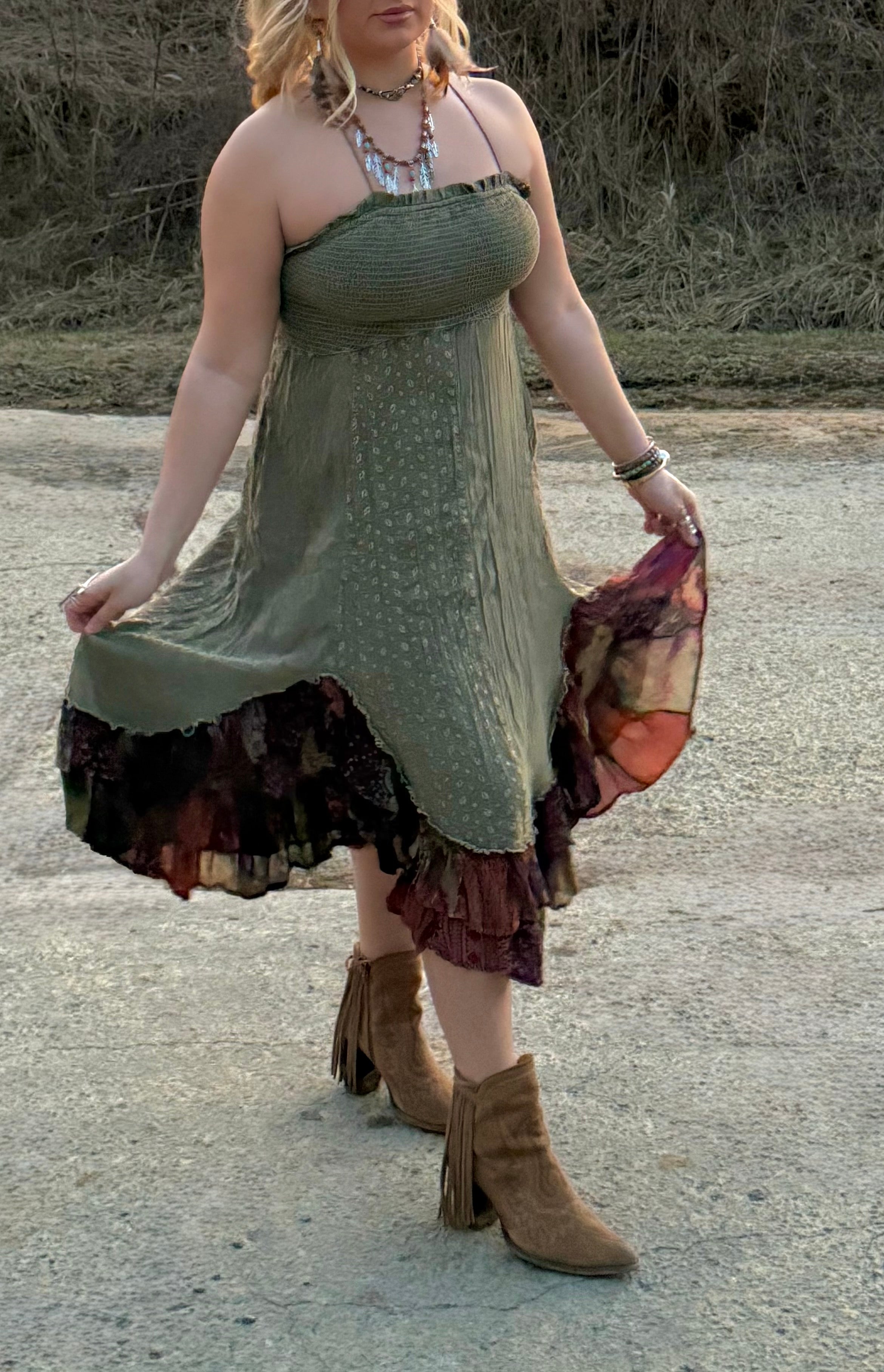 Picking Flowers Boho Midi Dress