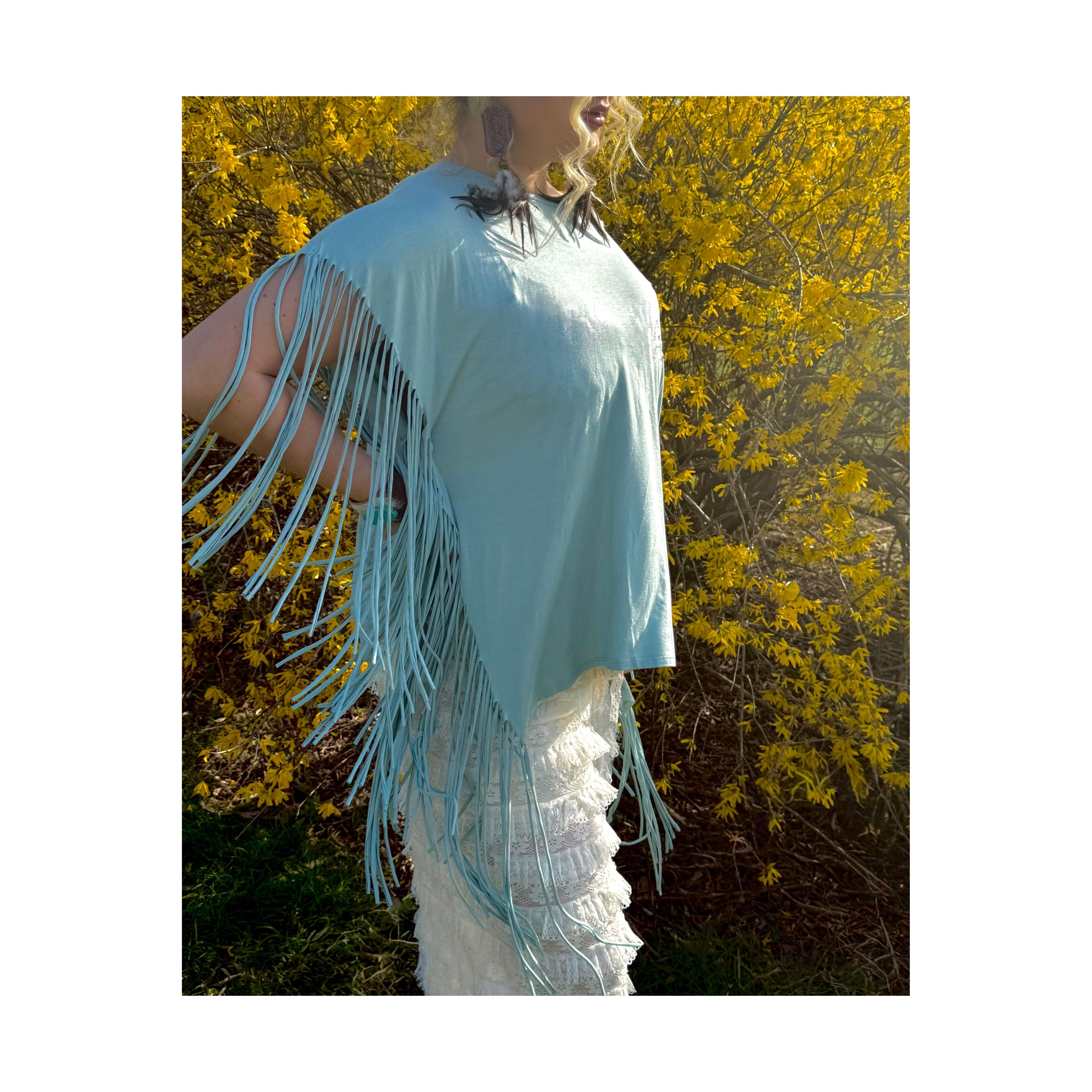 Showstopper Fringe Top Seafoam